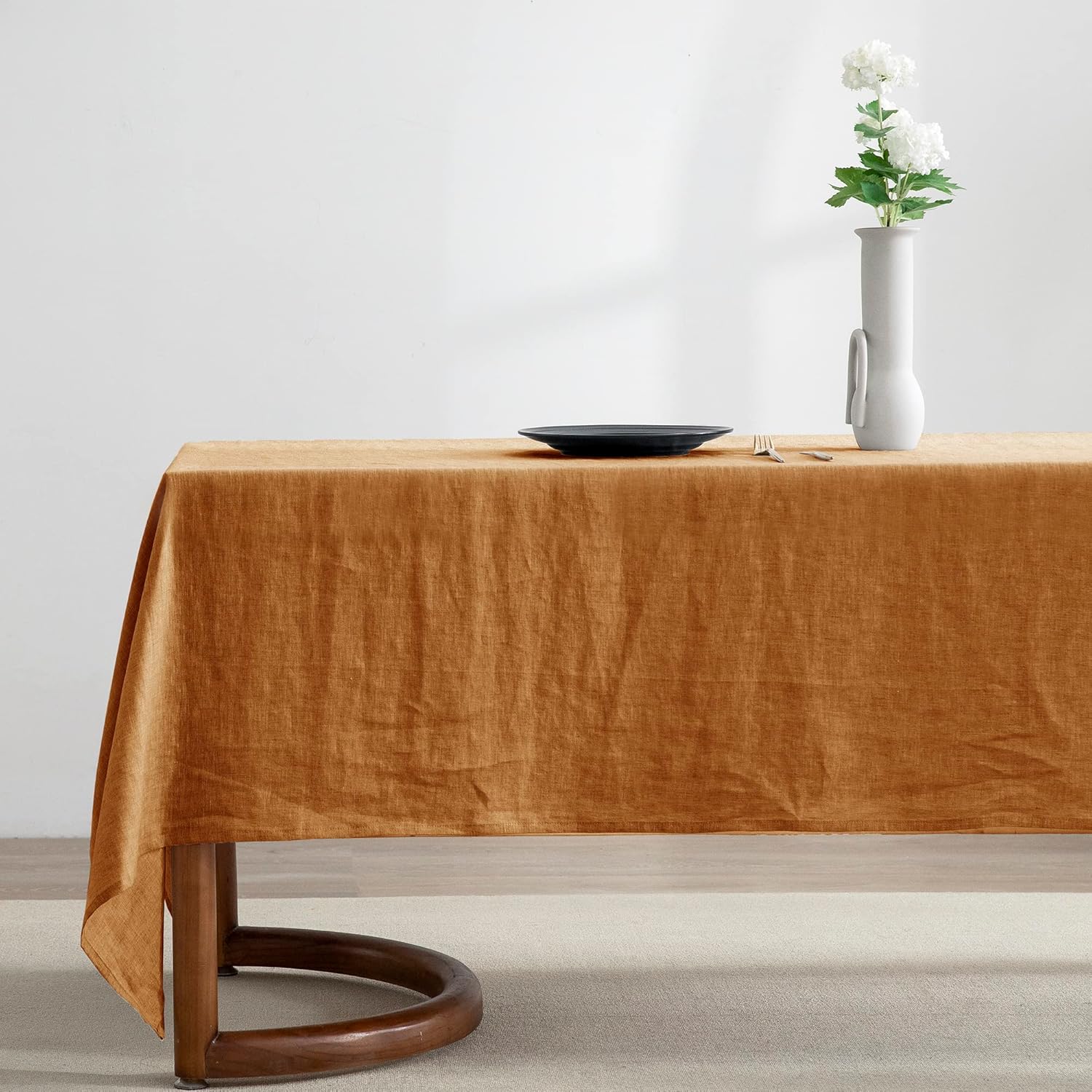 EVERLY 100% Pure Linen Rectangle Tablecloths 108Lx60WInch for Dining,Buffet Parties,Picnic,Events,Weddings and Restaurants,Decorative Halloween,Thanksgiving Machine Washable Tablecloths-Natural Linen