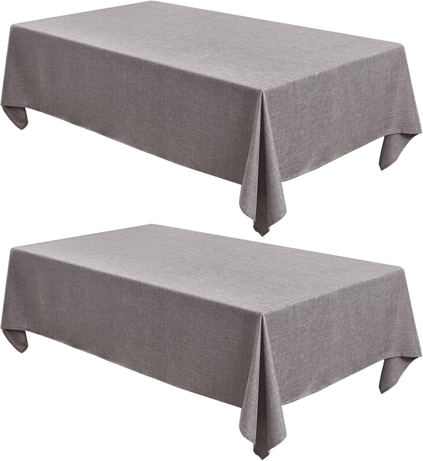 Fitable Nature Faux Linen Tablecloths Rectangle 60 x 84 Inch - 2 Pack Neutral Table Clothes for 4-6 Foot Tables, Wrinkle-Proof Faux Burlap Table Cover for Dining, Farmhouse, Outdoor Picnic, Camping