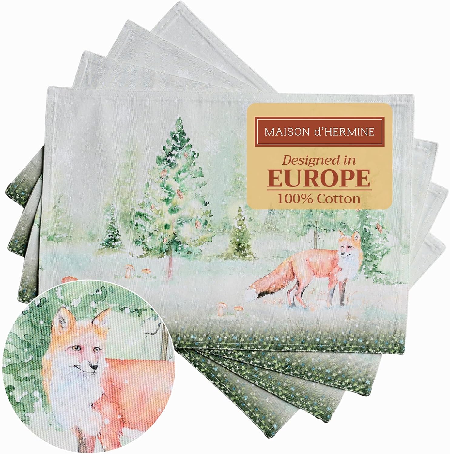 Maison d' Hermine Placemats Set of 4 100% Cotton Washable Cloth Place Mats Reusable Table Mats for Kitchen Dining Party Wedding Valentines Day Decorations Spring/Summer (Marquise, 13" x 19")