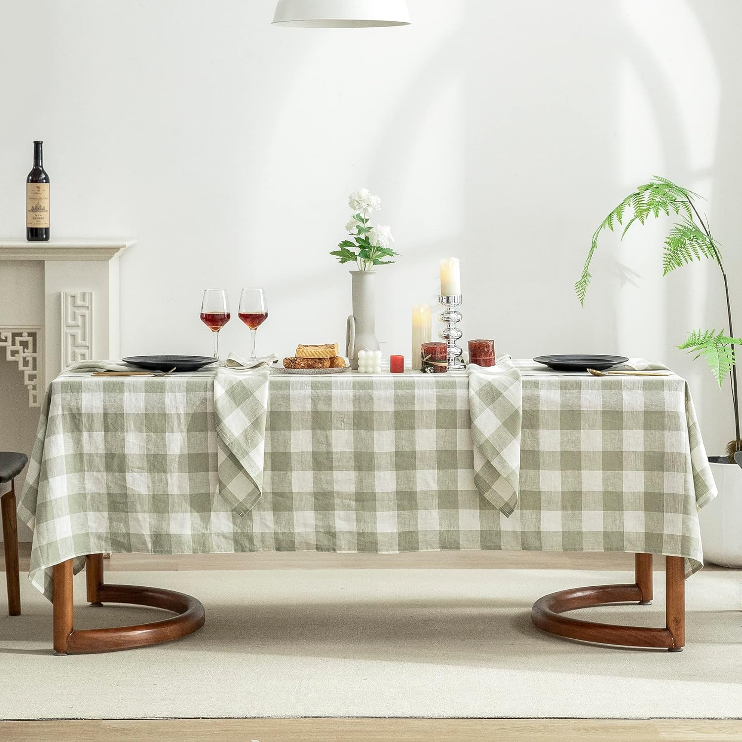 EVERLY 100% Pure Linen Rectangle Tablecloths 108Lx60WInch for Dining,Buffet Parties,Picnic,Events,Weddings and Restaurants,Decorative Halloween,Thanksgiving Machine Washable Tablecloths-Natural Linen