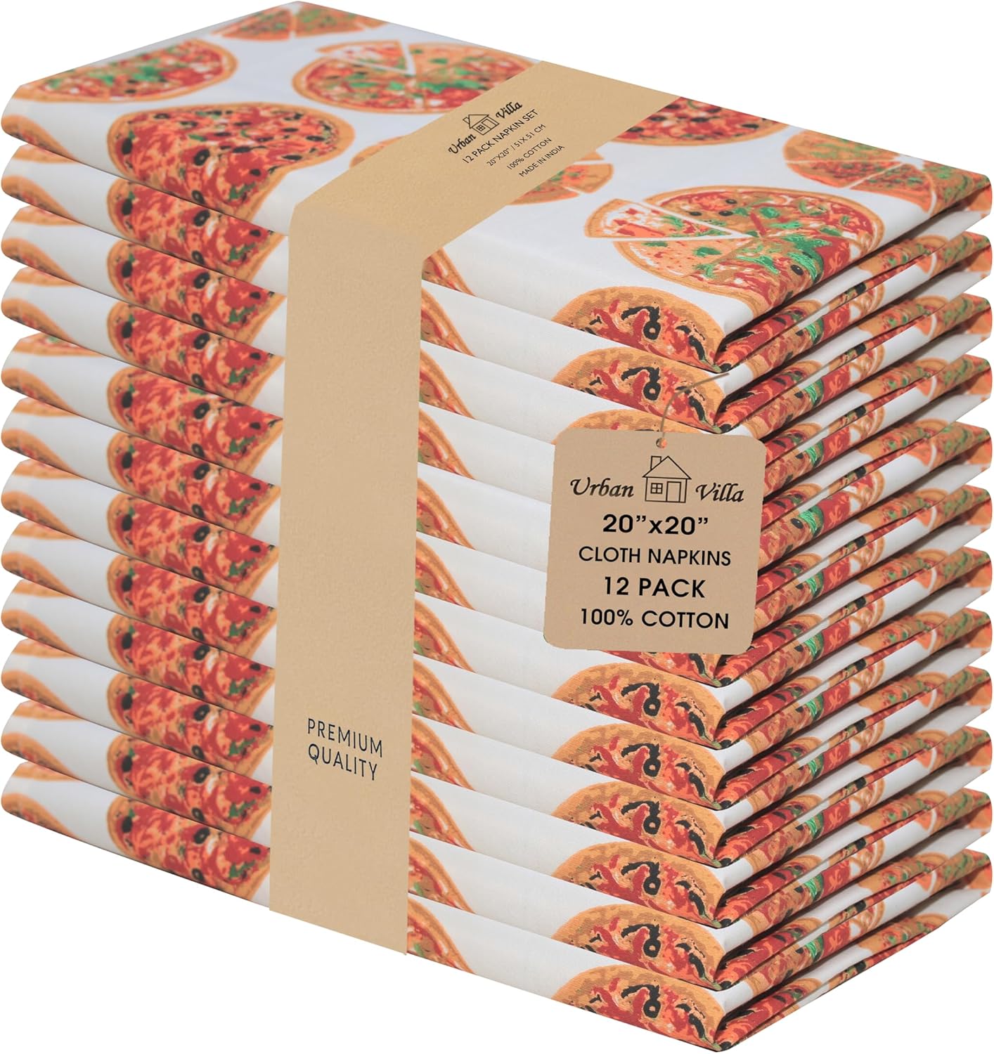 Urban Villa Cloth Napkins Set of 12 20x20 Inches 100% Cotton Napkins Cloth Washable Soft Durable Reusable Absorbent Table Dinner Napkins Cloth for Hotel Lunch Restaurant Weddings Parties-Multi Color