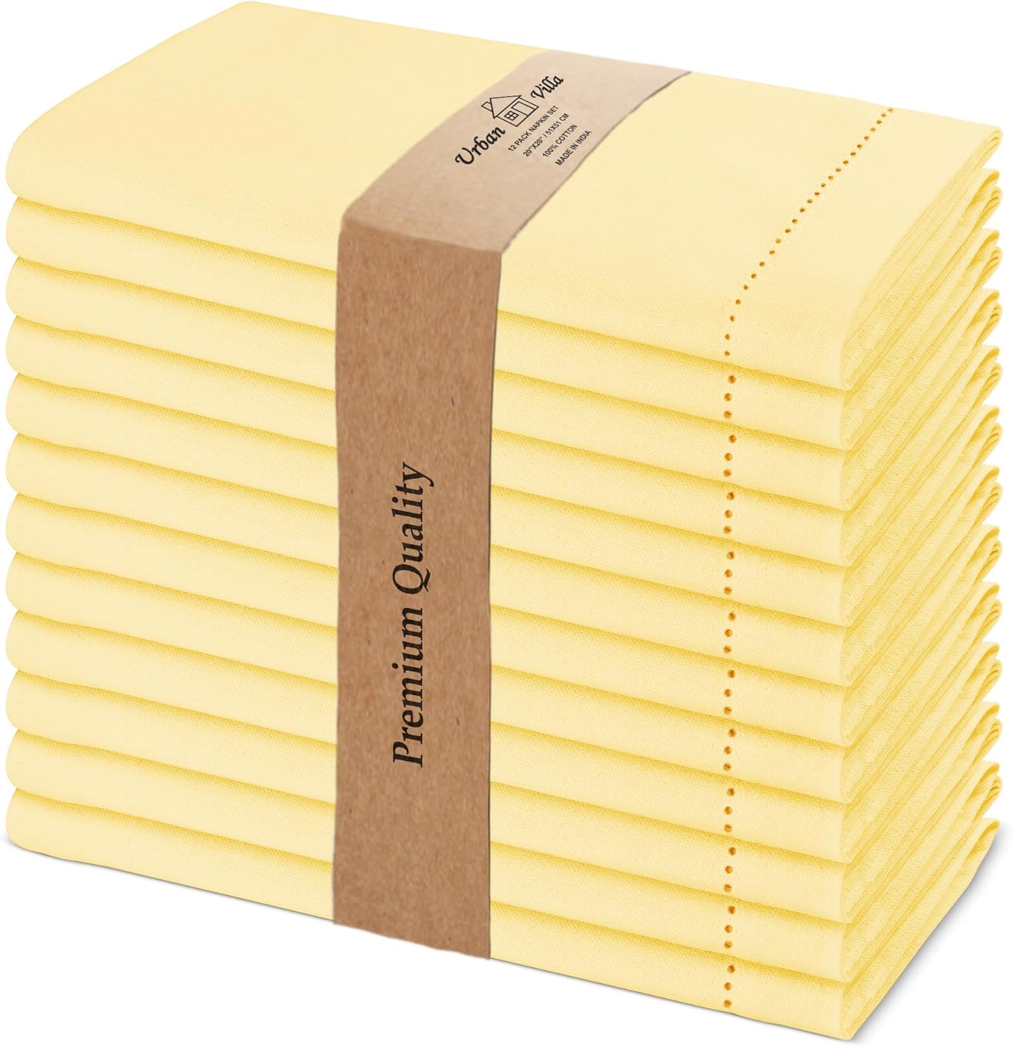 Urban Villa Cloth Napkins Cuisine Stripes 100% Cotton Absorbent Dinner Napkins Set of 12 20x20 Inches Red Multi Color Soft Durable Washable and Reusable Ideal for Everyday Use Wedding Parties Napkins