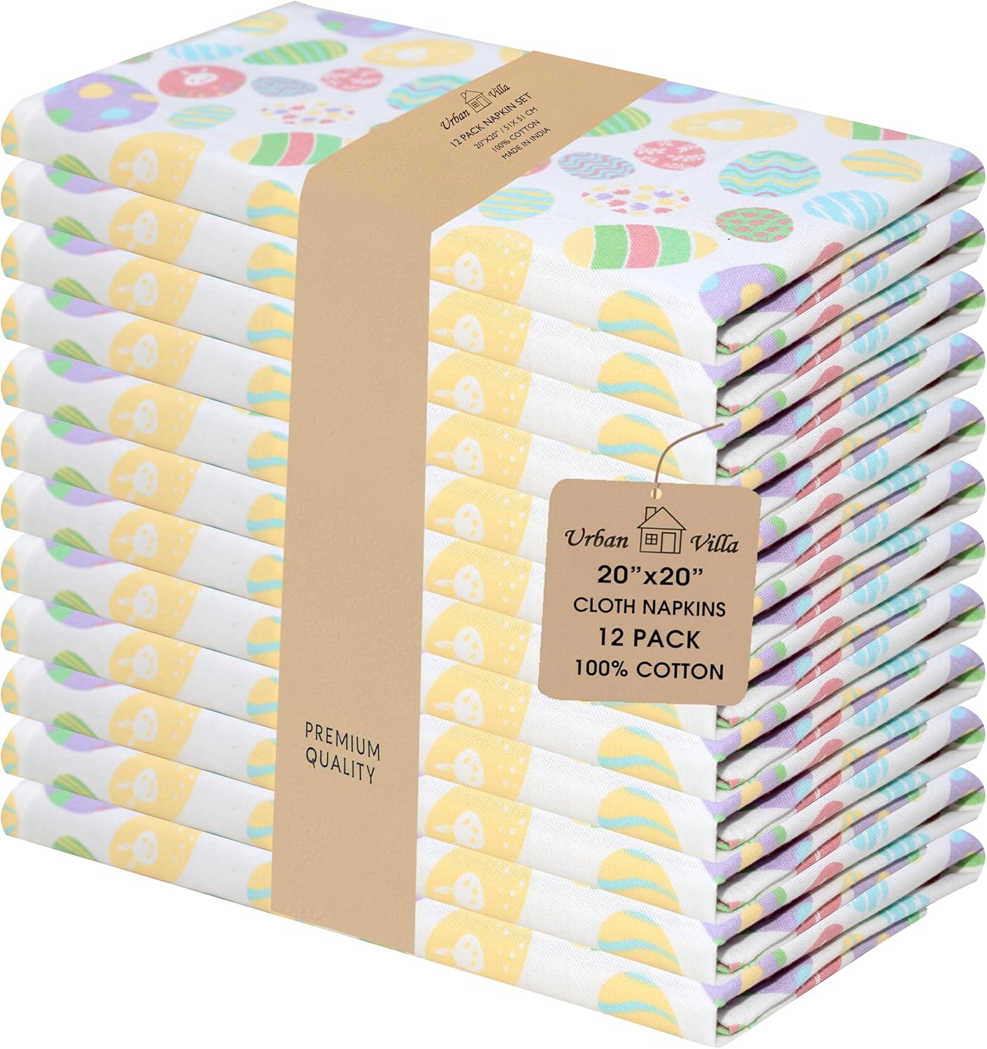 Urban Villa Cloth Napkins Cuisine Stripes 100% Cotton Absorbent Dinner Napkins Set of 12 20x20 Inches Red Multi Color Soft Durable Washable and Reusable Ideal for Everyday Use Wedding Parties Napkins