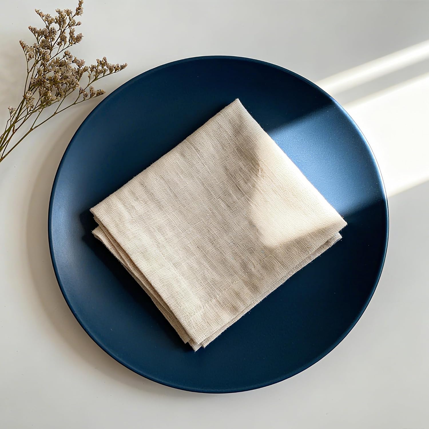 100% Pure Linen Napkins 18 x 18 Inch Natural - Set of 6 Pack Oversized Dinner Table Cloth Napkin, Washable for Home,Kitchen and Everyday Use