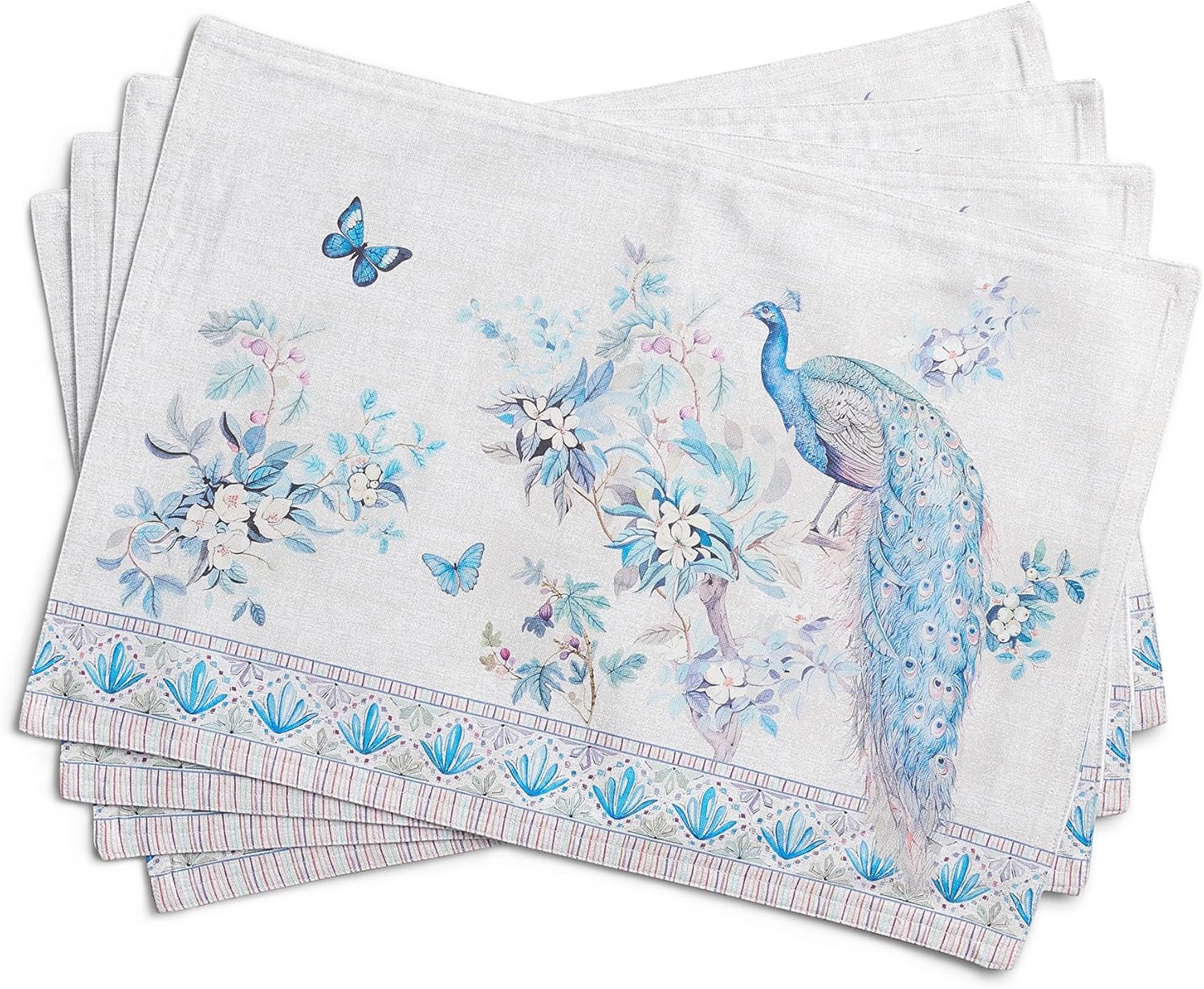 Maison d' Hermine Placemats Set of 4 100% Cotton Washable Cloth Place Mats Reusable Table Mats for Kitchen Dining Party Wedding Valentines Day Decorations Spring/Summer (Marquise, 13" x 19")