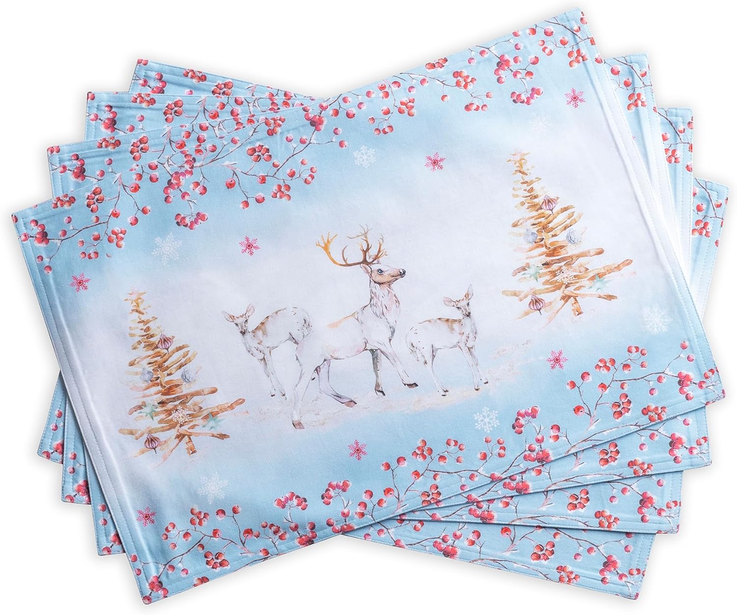 Maison d' Hermine Placemats Set of 4 100% Cotton Washable Cloth Place Mats Reusable Table Mats for Kitchen Dining Party Wedding Valentines Day Decorations Spring/Summer (Marquise, 13" x 19")