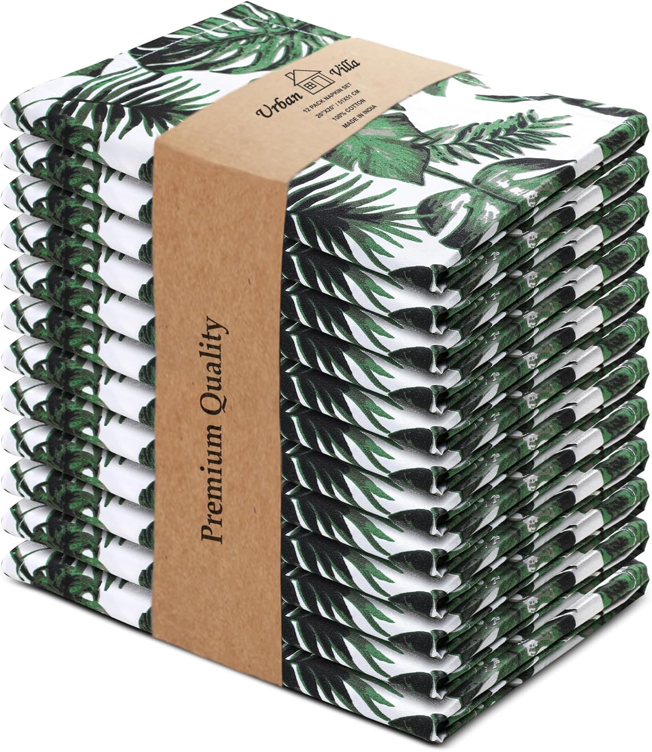 Urban Villa Cloth Napkins Set of 12 20x20 Inches 100% Cotton Napkins Cloth Washable Soft Durable Reusable Absorbent Table Dinner Napkins Cloth for Hotel Lunch Restaurant Weddings Parties-Multi Color