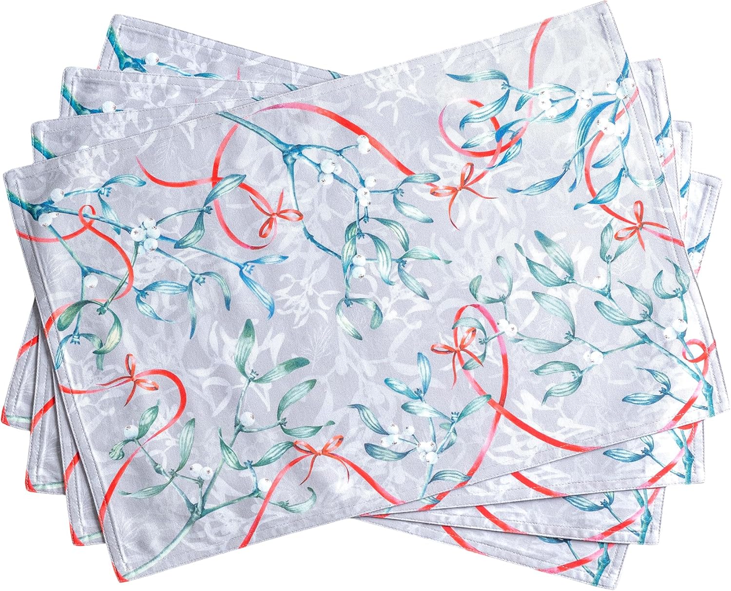 Maison d' Hermine Placemats Set of 4 100% Cotton Washable Cloth Place Mats Reusable Table Mats for Kitchen Dining Party Wedding Valentines Day Decorations Spring/Summer (Marquise, 13" x 19")