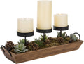 MyGift 3-Pillar Black Metal Candle Holder with Rustic Wood Tray and Handles, Tabletop/Mantel Centerpiece