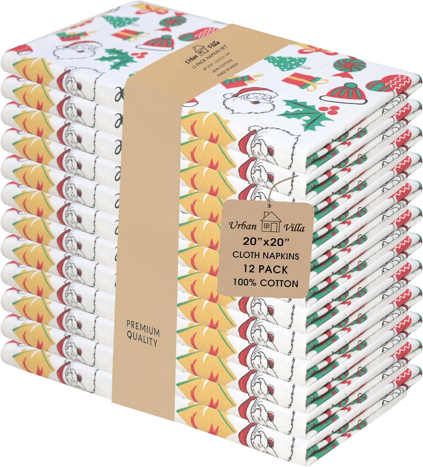 Urban Villa Cloth Napkins Set of 12(20x20)100% Cotton Dinner Napkins Cloth Washable Soft Durable Reusable Absorbent Napkins Ideal for Farmhouse Parties Hotel Lunch Restaurant Dinner Napkins-Tree Print