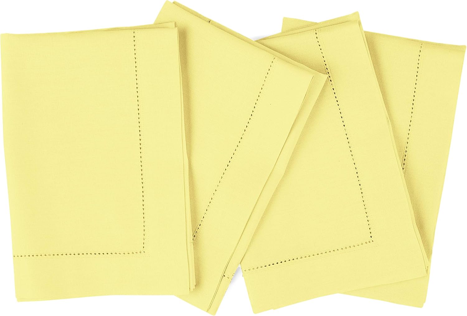 Solino Home White Napkins Set of 4 - Cotton Linen Hemstitch Dinner Napkins Cloth 20 x 20 Inch for Winter, Valentines, Spring, Easter - Handcrafted and Machine Washable