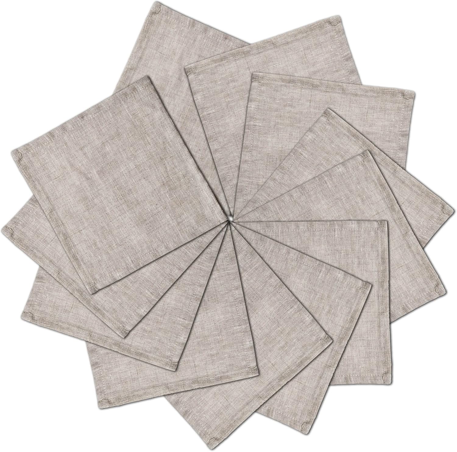 100% Pure Linen Napkins 18 x 18 Inch Natural - Set of 6 Pack Oversized Dinner Table Cloth Napkin, Washable for Home,Kitchen and Everyday Use