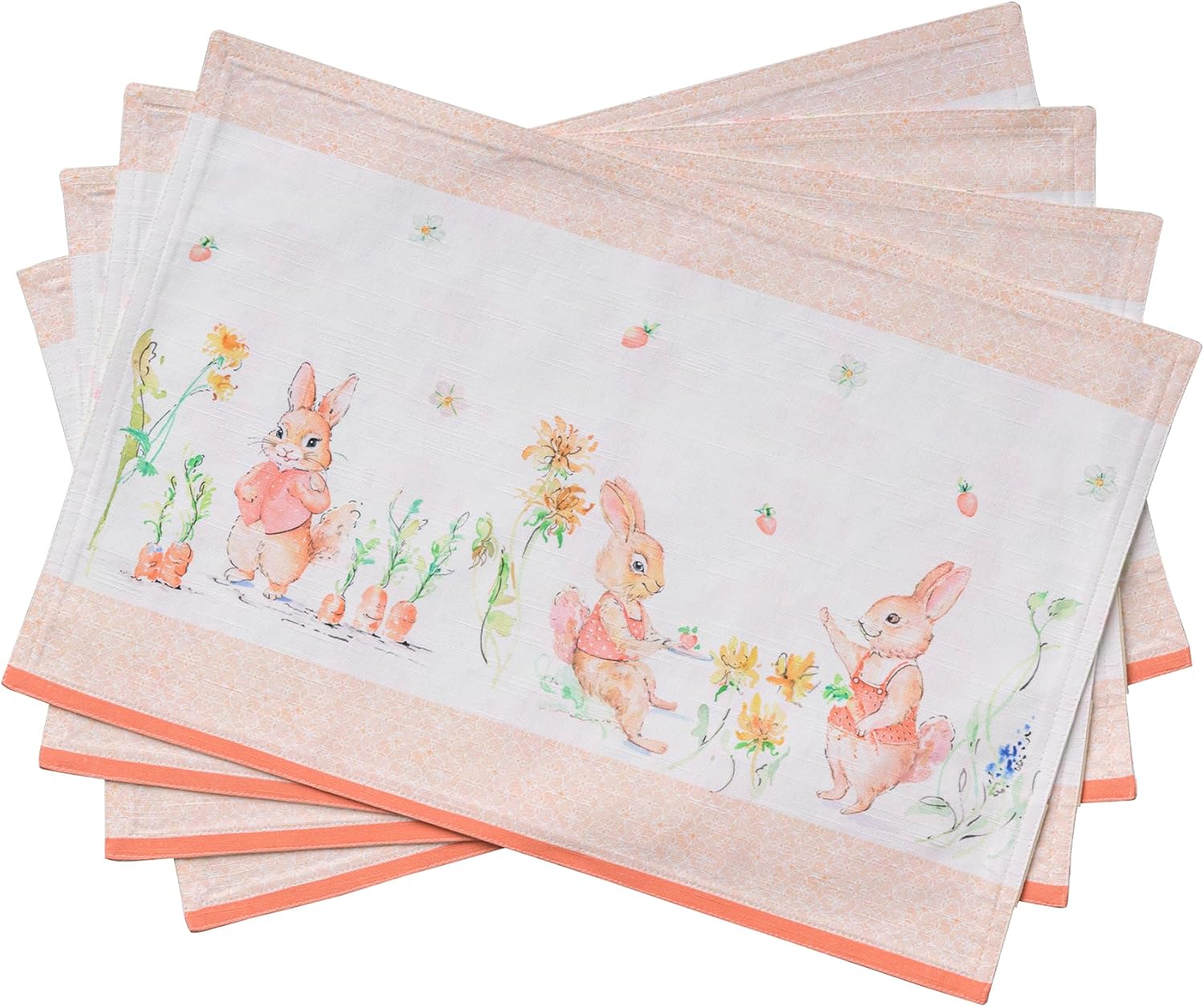 Maison d' Hermine Placemats Set of 4 100% Cotton Washable Cloth Place Mats Reusable Table Mats for Kitchen Dining Party Wedding Valentines Day Decorations Spring/Summer (Marquise, 13" x 19")