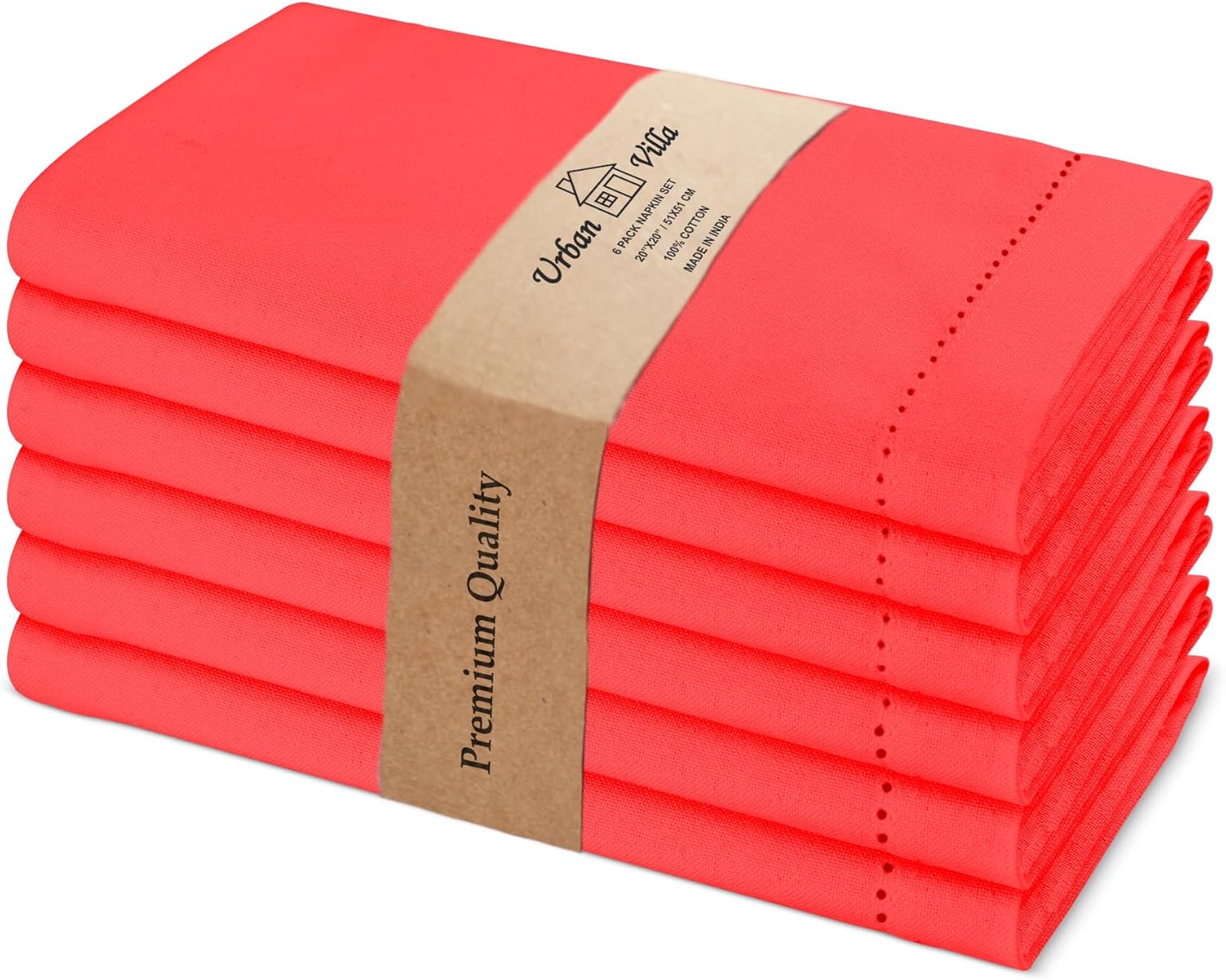 Urban Villa Cloth Napkins Cuisine Stripes 100% Cotton Absorbent Dinner Napkins Set of 12 20x20 Inches Red Multi Color Soft Durable Washable and Reusable Ideal for Everyday Use Wedding Parties Napkins