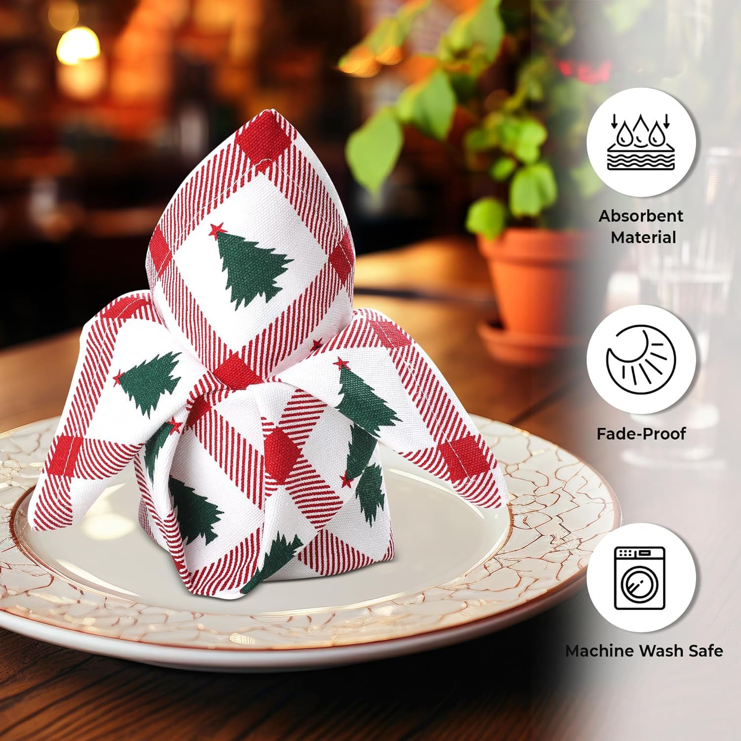 Urban Villa Cloth Napkins Set of 12(20x20)100% Cotton Dinner Napkins Cloth Washable Soft Durable Reusable Absorbent Napkins Ideal for Farmhouse Parties Hotel Lunch Restaurant Dinner Napkins-Tree Print