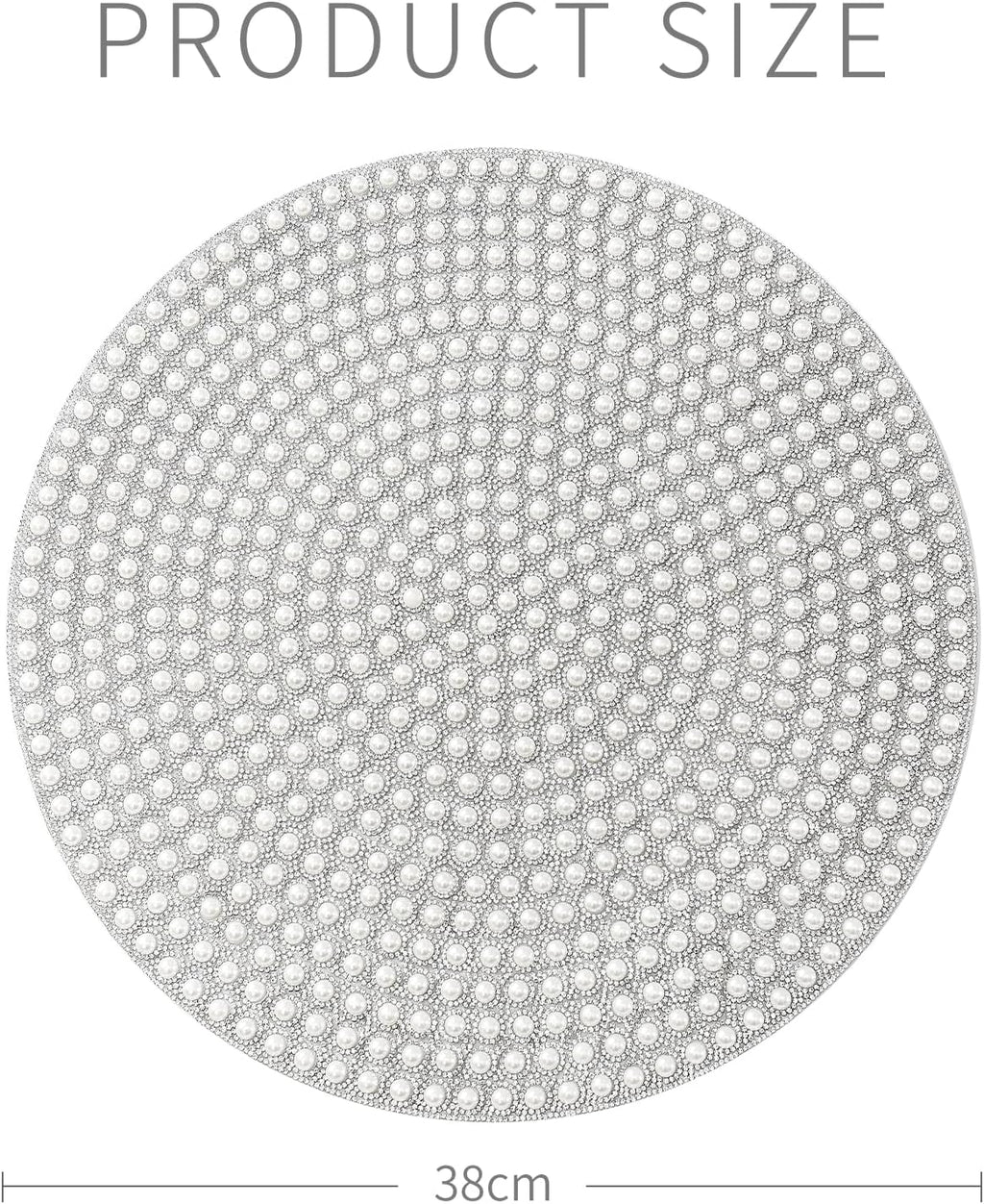 Pearl Round Placemat, 15-inch Anti-Slip Tablescapes Decorations Sparkling Bling Rhinestones Silver Placemat for Nightstand Tablecloths Centerpiece Standing T-Lights Candles Vases Mat