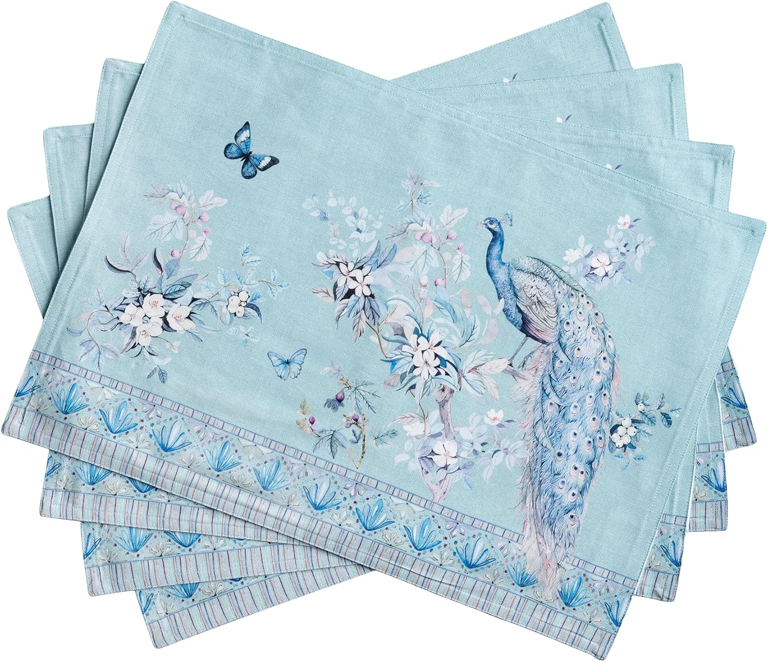 Maison d' Hermine Placemats Set of 4 100% Cotton Washable Cloth Place Mats Reusable Table Mats for Kitchen Dining Party Wedding Valentines Day Decorations Spring/Summer (Marquise, 13" x 19")