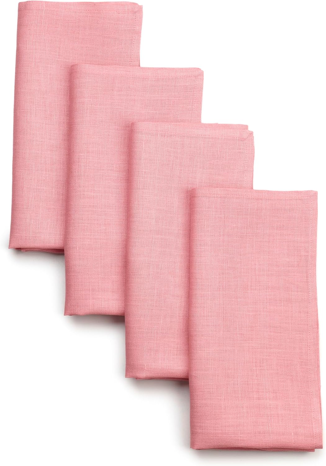 D'Moksha Homes Natural Linen Napkins 18 x 18 Inch - 100% Pure Linen Cloth Washable Dinner Napkins Set of 4 for Valentines, Spring, Easter