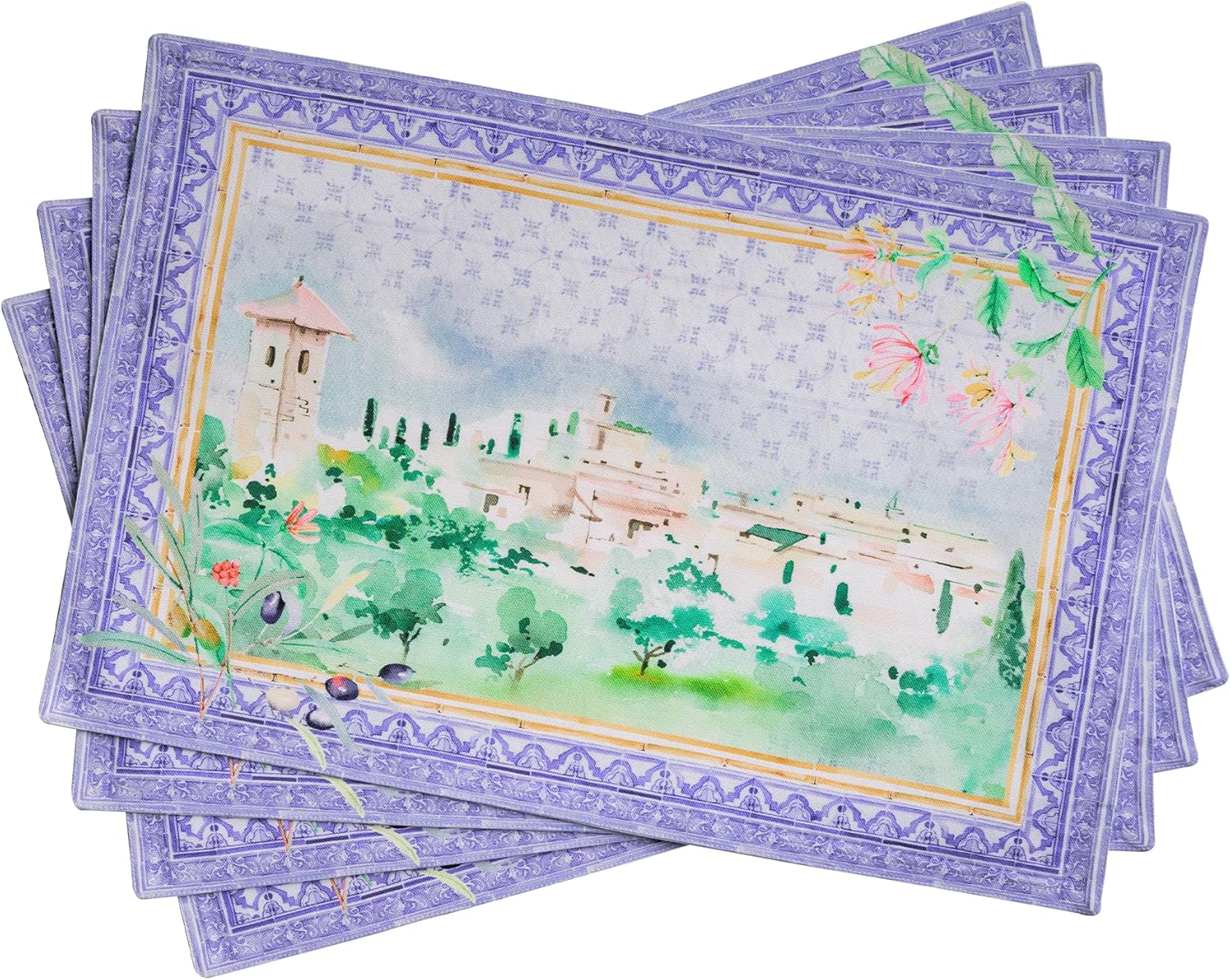 Maison d' Hermine Placemats Set of 4 100% Cotton Washable Cloth Place Mats Reusable Table Mats for Kitchen Dining Party Wedding Valentines Day Decorations Spring/Summer (Marquise, 13" x 19")