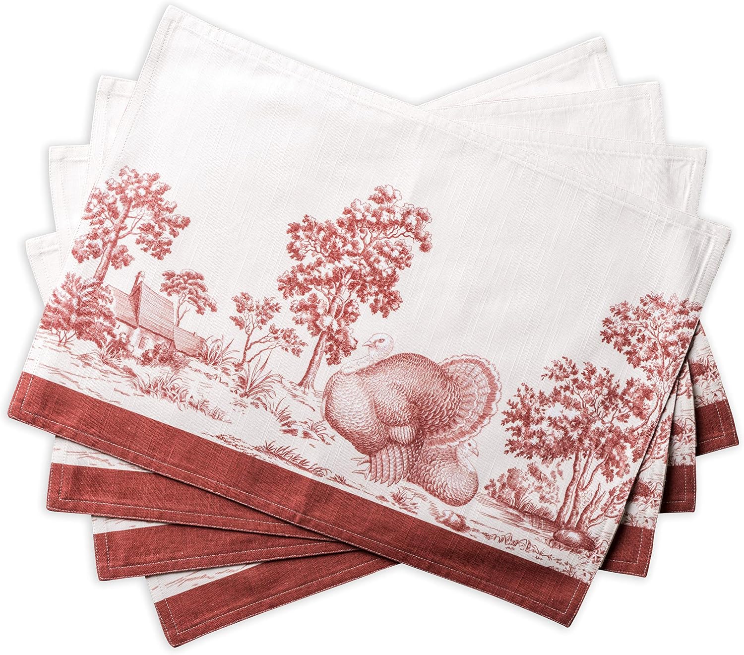 Maison d' Hermine Placemats Set of 4 100% Cotton Washable Cloth Place Mats Reusable Table Mats for Kitchen Dining Party Wedding Valentines Day Decorations Spring/Summer (Marquise, 13" x 19")