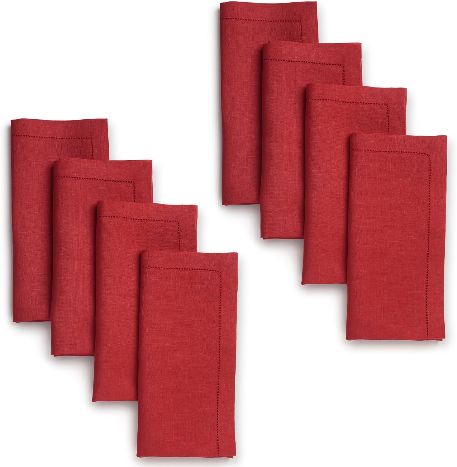 D'Moksha Homes Natural Linen Napkins Set of 4 - Classic Hemstitch 100% Pure Linen Hemstitch Dinner Napkins 20 x 20 Inch for Fall, Autumn and Halloween - Handcrafted and Machine Washable