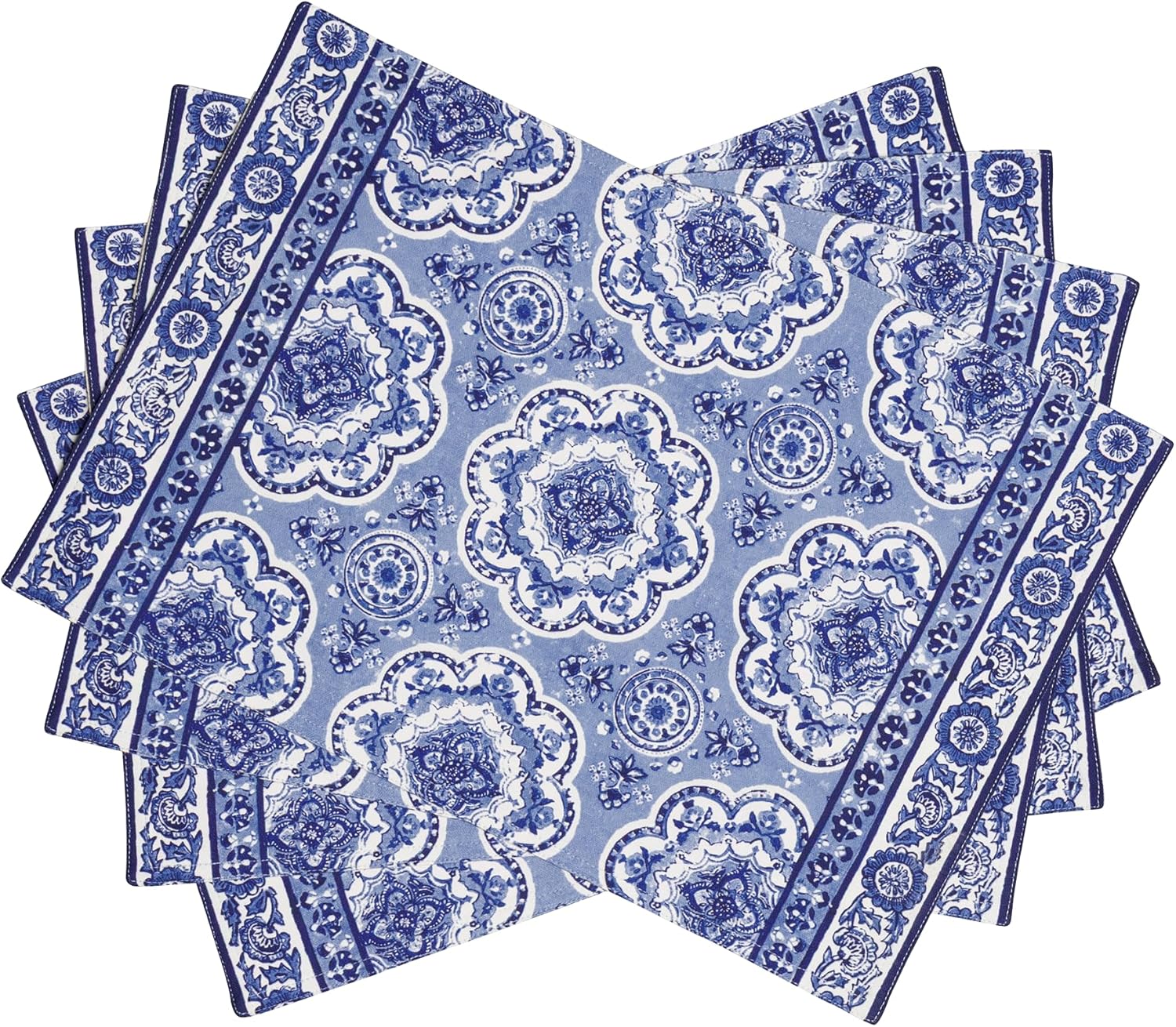 Maison d' Hermine Placemats Set of 4 100% Cotton Washable Cloth Place Mats Reusable Table Mats for Kitchen Dining Party Wedding Valentines Day Decorations Spring/Summer (Marquise, 13" x 19")