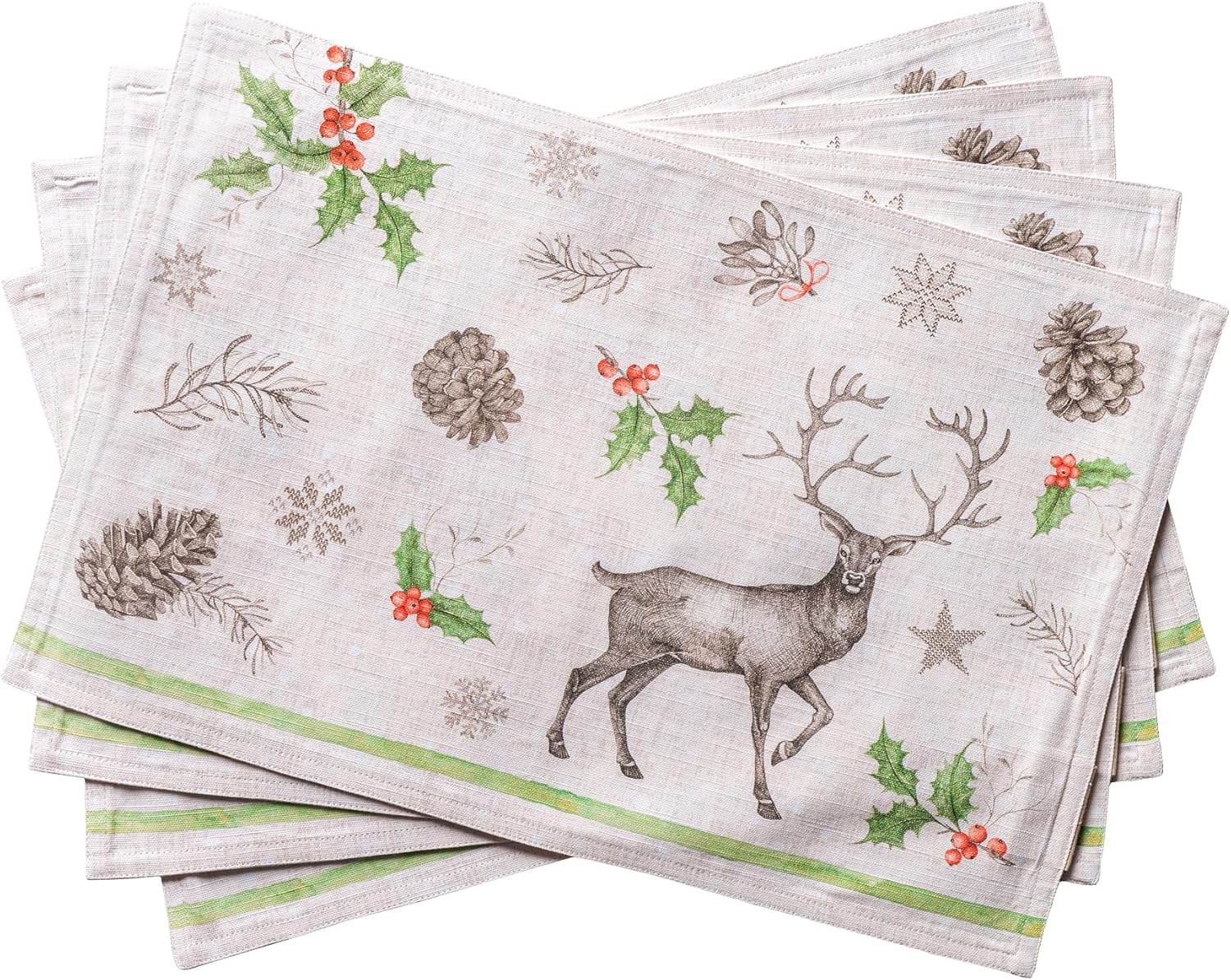 Maison d' Hermine Placemats Set of 4 100% Cotton Washable Cloth Place Mats Reusable Table Mats for Kitchen Dining Party Wedding Valentines Day Decorations Spring/Summer (Marquise, 13" x 19")