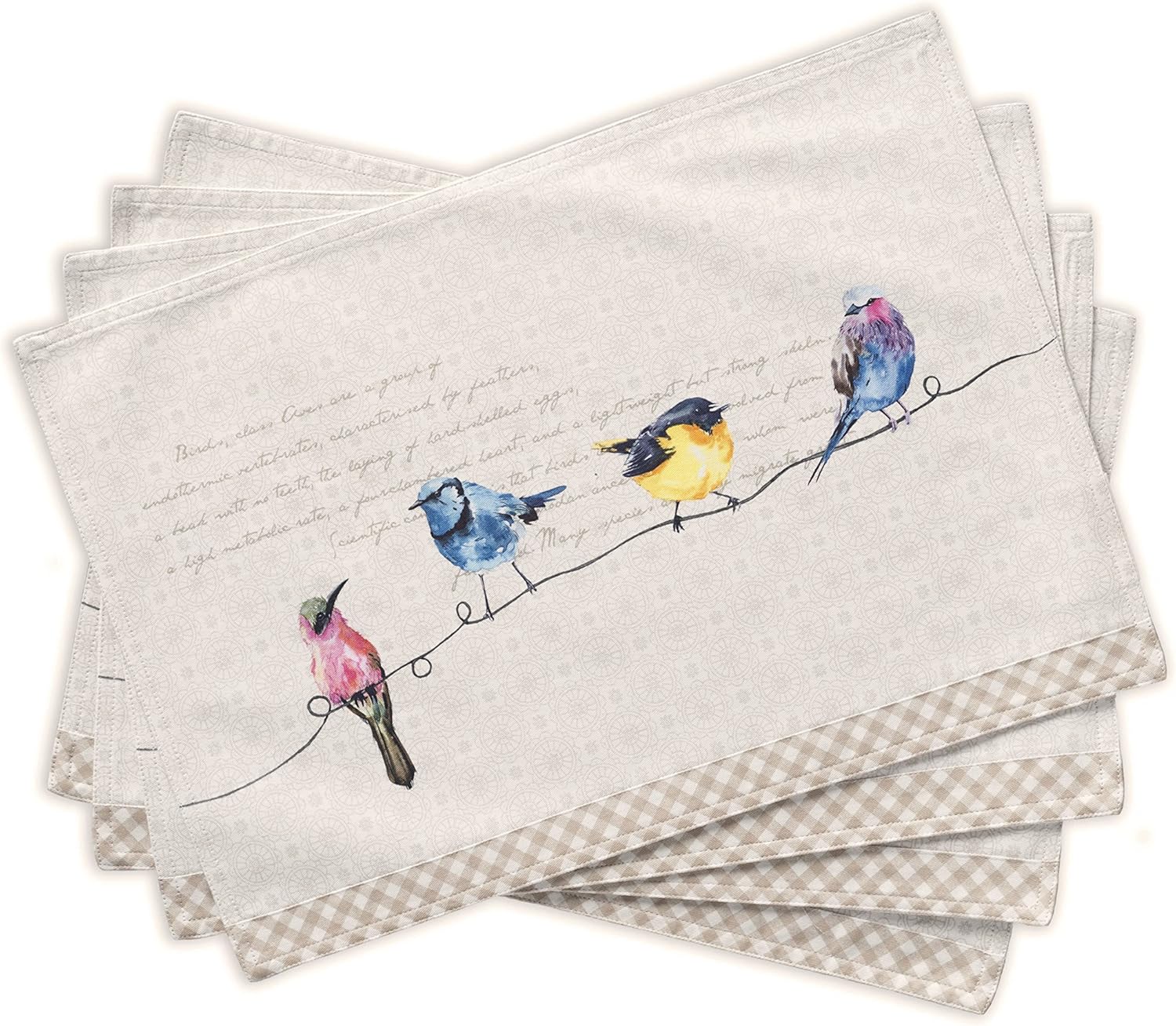Maison d' Hermine Placemats Set of 4 100% Cotton Washable Cloth Place Mats Reusable Table Mats for Kitchen Dining Party Wedding Valentines Day Decorations Spring/Summer (Marquise, 13" x 19")