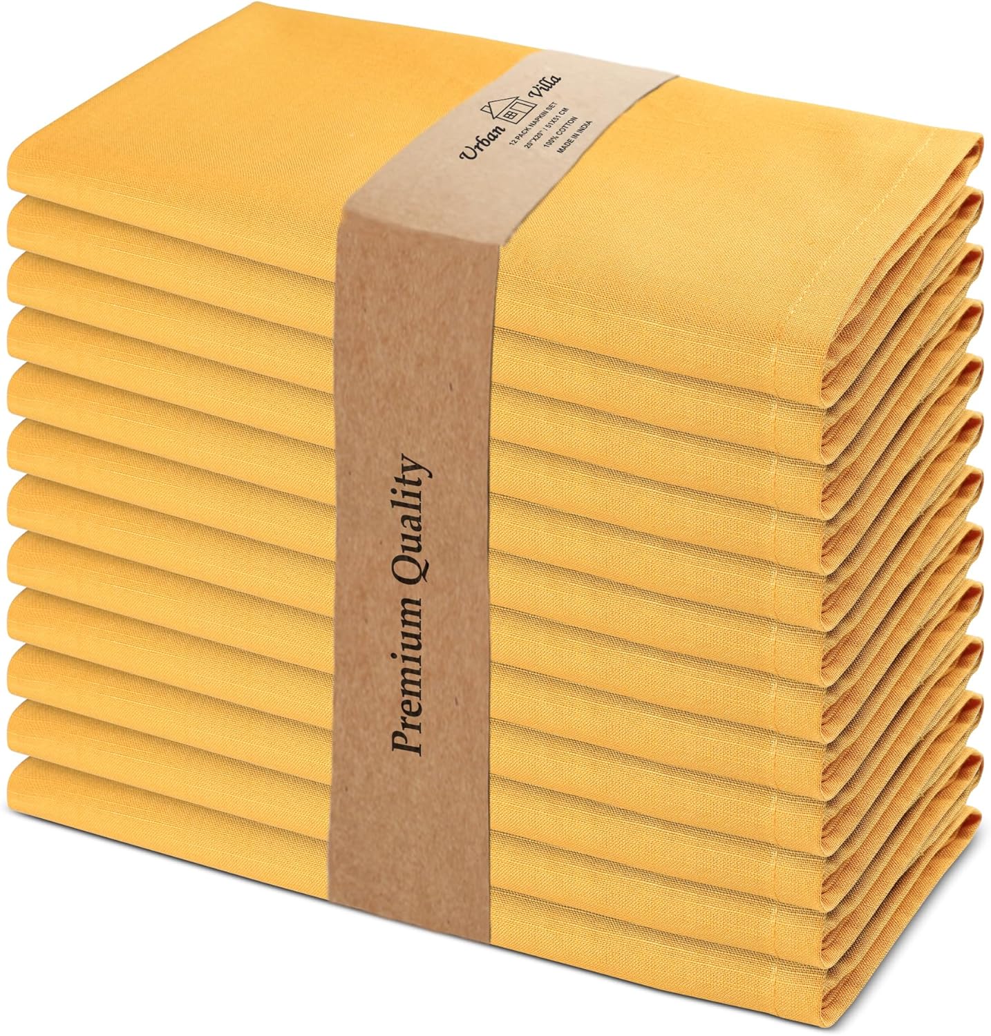 Urban Villa Cloth Napkins Set of 12 20x20 Inches 100% Cotton Napkins Cloth Washable Soft Durable Reusable Absorbent Table Dinner Napkins Cloth for Hotel Lunch Restaurant Weddings Parties-Multi Color