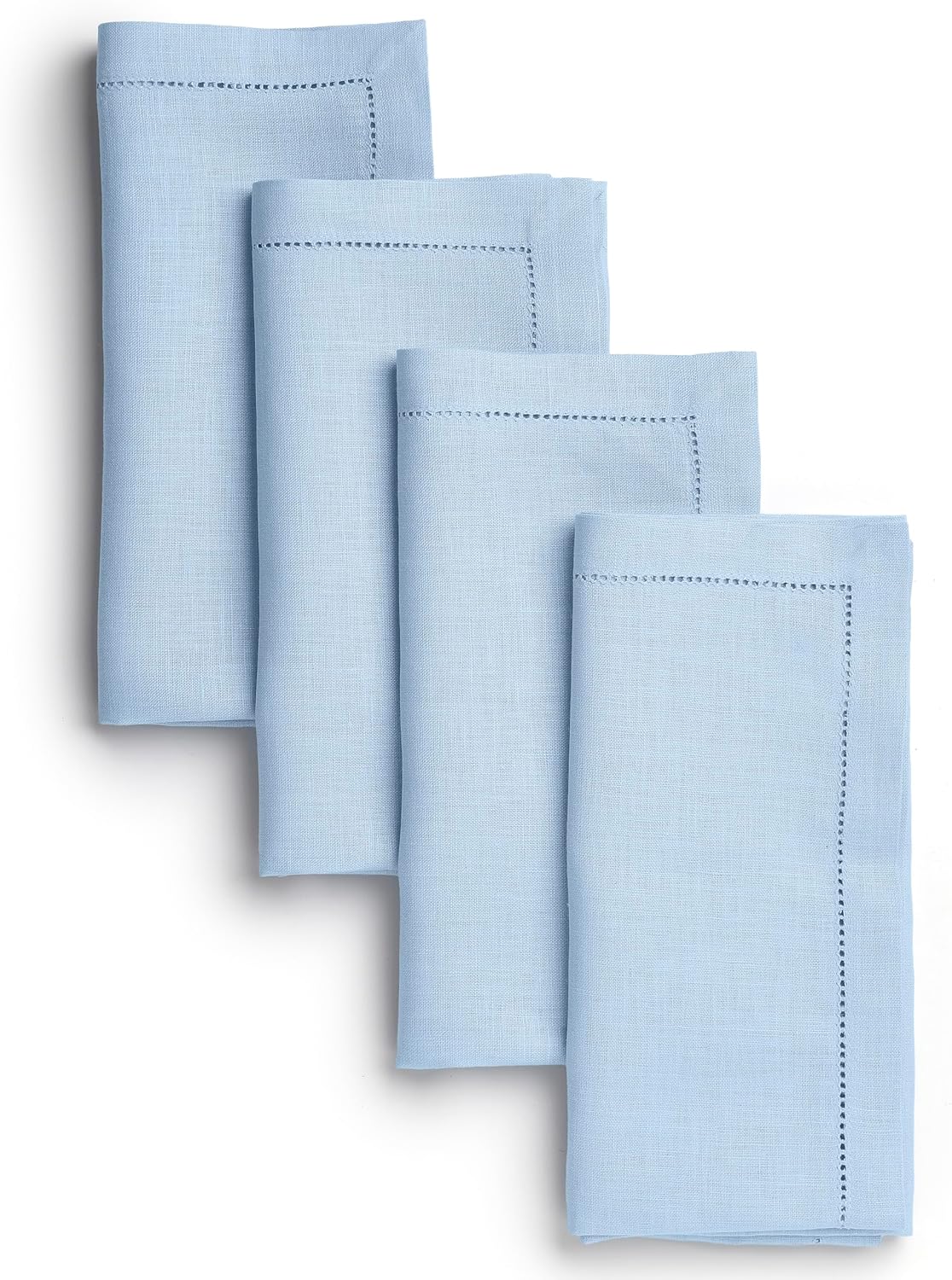 D'Moksha Homes Natural Linen Napkins Set of 4 - Classic Hemstitch 100% Pure Linen Hemstitch Dinner Napkins 20 x 20 Inch for Fall, Autumn and Halloween - Handcrafted and Machine Washable
