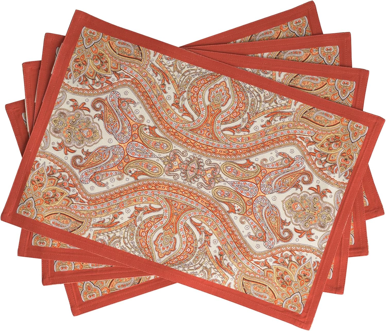 Maison d' Hermine Placemats Set of 4 100% Cotton Washable Cloth Place Mats Reusable Table Mats for Kitchen Dining Party Wedding Valentines Day Decorations Spring/Summer (Marquise, 13" x 19")