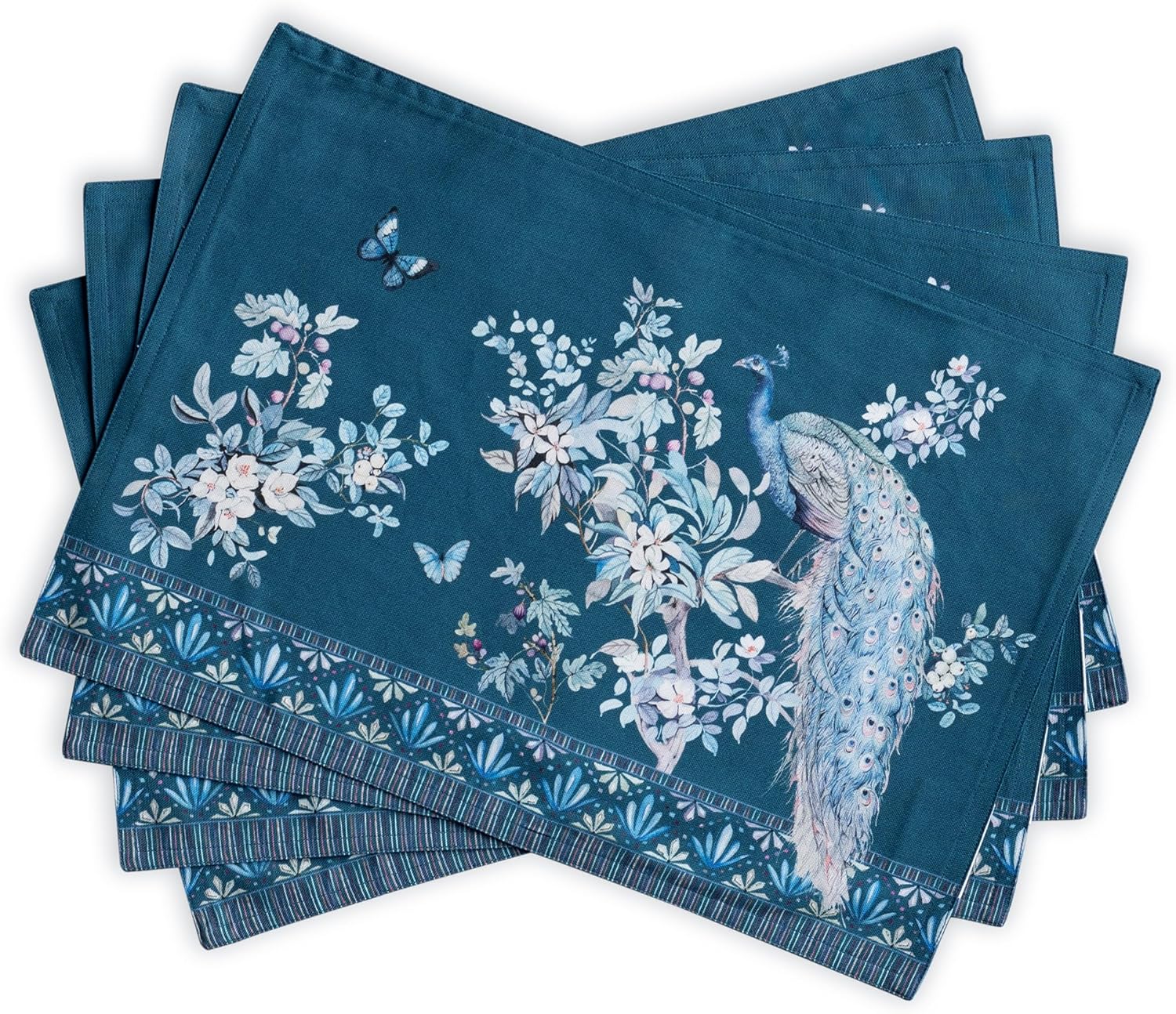 Maison d' Hermine Placemats Set of 4 100% Cotton Washable Cloth Place Mats Reusable Table Mats for Kitchen Dining Party Wedding Valentines Day Decorations Spring/Summer (Marquise, 13" x 19")