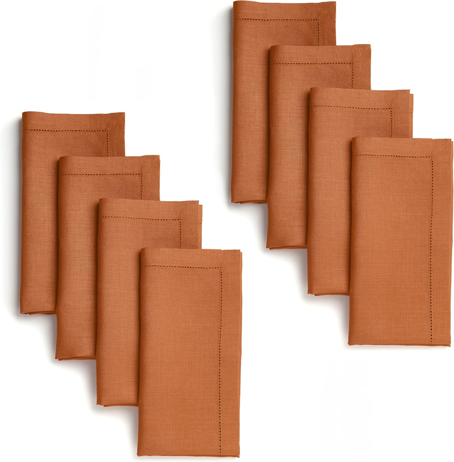 D'Moksha Homes Natural Linen Napkins Set of 4 - Classic Hemstitch 100% Pure Linen Hemstitch Dinner Napkins 20 x 20 Inch for Fall, Autumn and Halloween - Handcrafted and Machine Washable