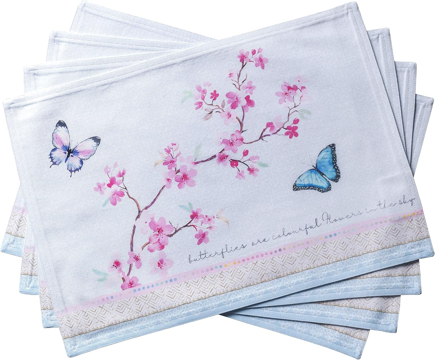 Maison d' Hermine Placemats Set of 4 100% Cotton Washable Cloth Place Mats Reusable Table Mats for Kitchen Dining Party Wedding Valentines Day Decorations Spring/Summer (Marquise, 13" x 19")