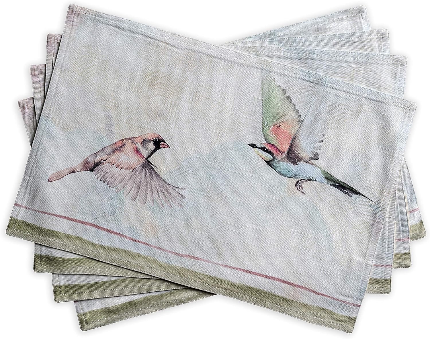 Maison d' Hermine Placemats Set of 4 100% Cotton Washable Cloth Place Mats Reusable Table Mats for Kitchen Dining Party Wedding Valentines Day Decorations Spring/Summer (Marquise, 13" x 19")