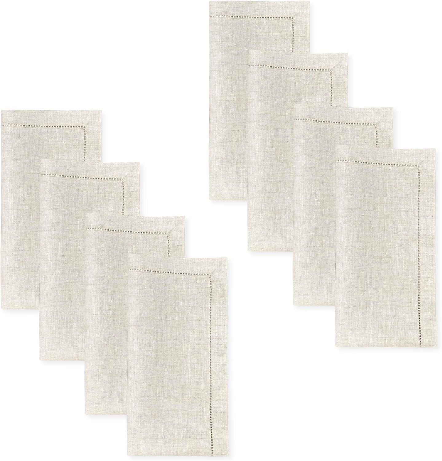 D'Moksha Homes Natural Linen Napkins Set of 4 - Classic Hemstitch 100% Pure Linen Hemstitch Dinner Napkins 20 x 20 Inch for Fall, Autumn and Halloween - Handcrafted and Machine Washable