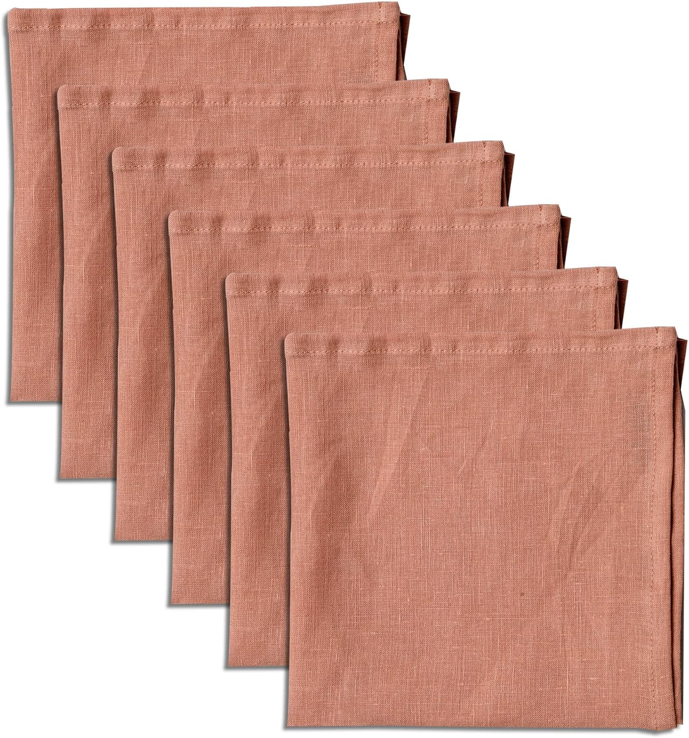 100% Pure Linen Napkins 18 x 18 Inch Natural - Set of 6 Pack Oversized Dinner Table Cloth Napkin, Washable for Home,Kitchen and Everyday Use