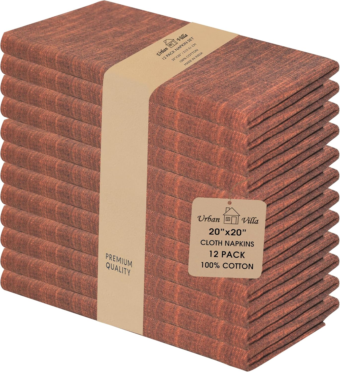 Urban Villa Cloth Napkins Set of 12 20x20 Inches 100% Cotton Napkins Cloth Washable Soft Durable Reusable Absorbent Table Dinner Napkins Cloth for Hotel Lunch Restaurant Weddings Parties-Multi Color