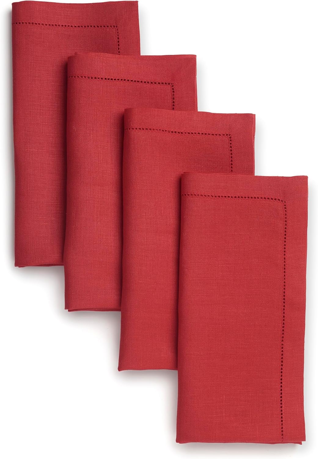 D'Moksha Homes Natural Linen Napkins Set of 4 - Classic Hemstitch 100% Pure Linen Hemstitch Dinner Napkins 20 x 20 Inch for Fall, Autumn and Halloween - Handcrafted and Machine Washable