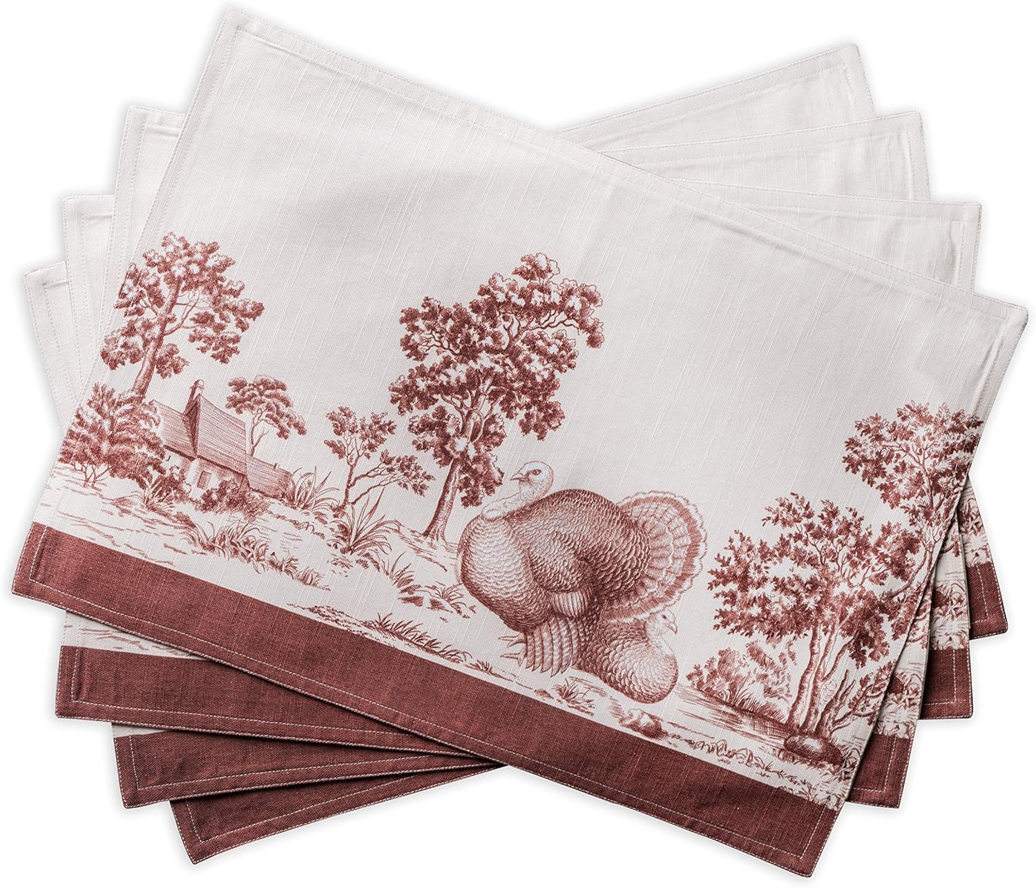 Maison d' Hermine Placemats Set of 4 100% Cotton Washable Cloth Place Mats Reusable Table Mats for Kitchen Dining Party Wedding Valentines Day Decorations Spring/Summer (Marquise, 13" x 19")