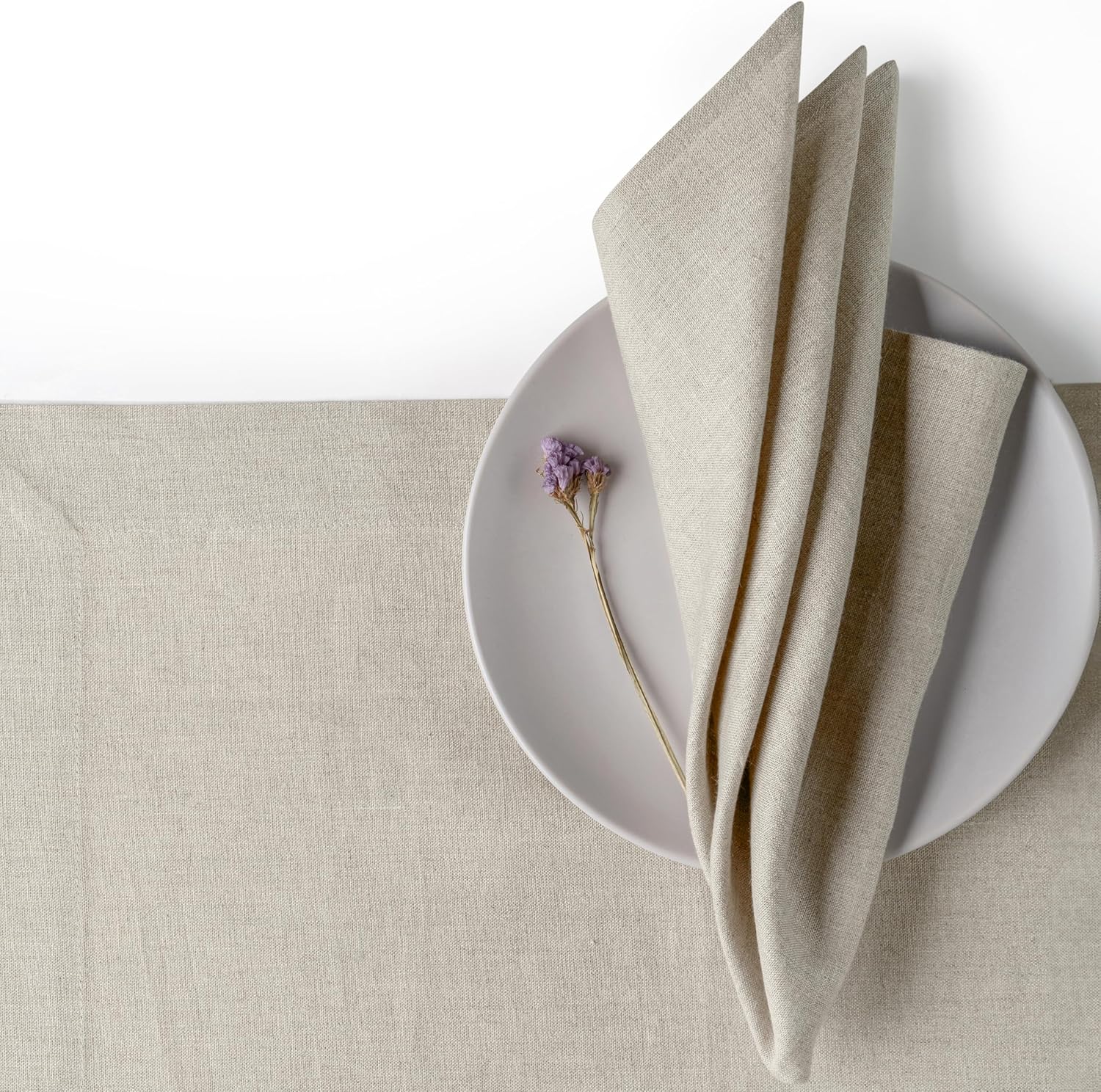 D'Moksha Homes Natural Linen Napkins 18 x 18 Inch - 100% Pure Linen Cloth Washable Dinner Napkins Set of 4 for Valentines, Spring, Easter