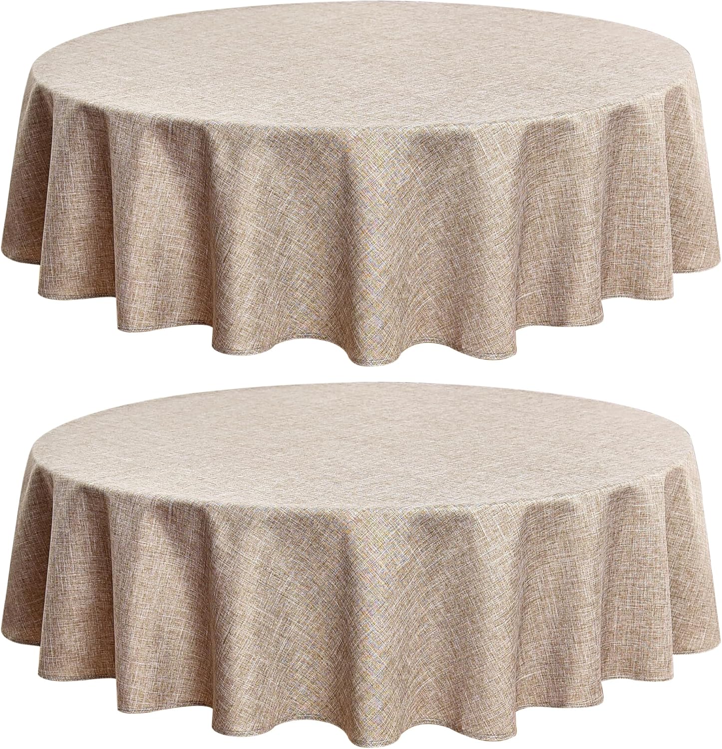 Fitable Nature Faux Linen Tablecloths Rectangle 60 x 84 Inch - 2 Pack Neutral Table Clothes for 4-6 Foot Tables, Wrinkle-Proof Faux Burlap Table Cover for Dining, Farmhouse, Outdoor Picnic, Camping