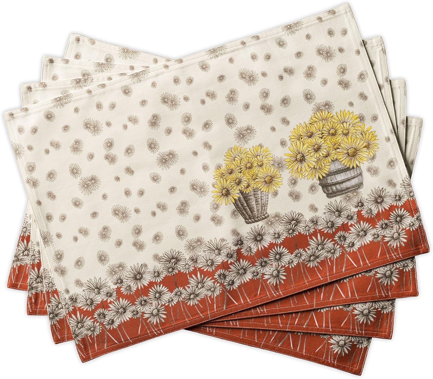 Maison d' Hermine Placemats Set of 4 100% Cotton Washable Cloth Place Mats Reusable Table Mats for Kitchen Dining Party Wedding Valentines Day Decorations Spring/Summer (Marquise, 13" x 19")