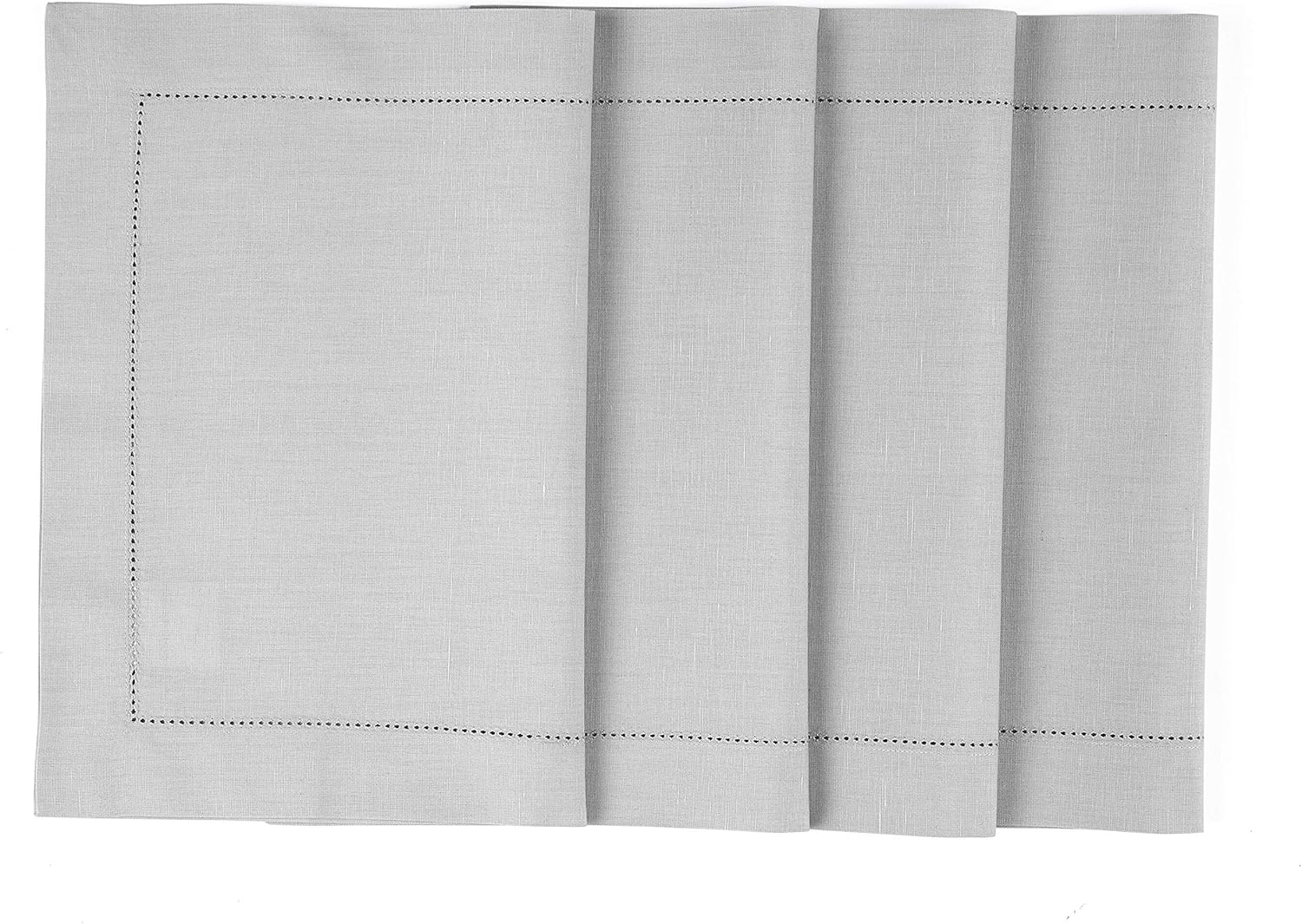 Solino Home White Napkins Set of 4 - Cotton Linen Hemstitch Dinner Napkins Cloth 20 x 20 Inch for Winter, Valentines, Spring, Easter - Handcrafted and Machine Washable