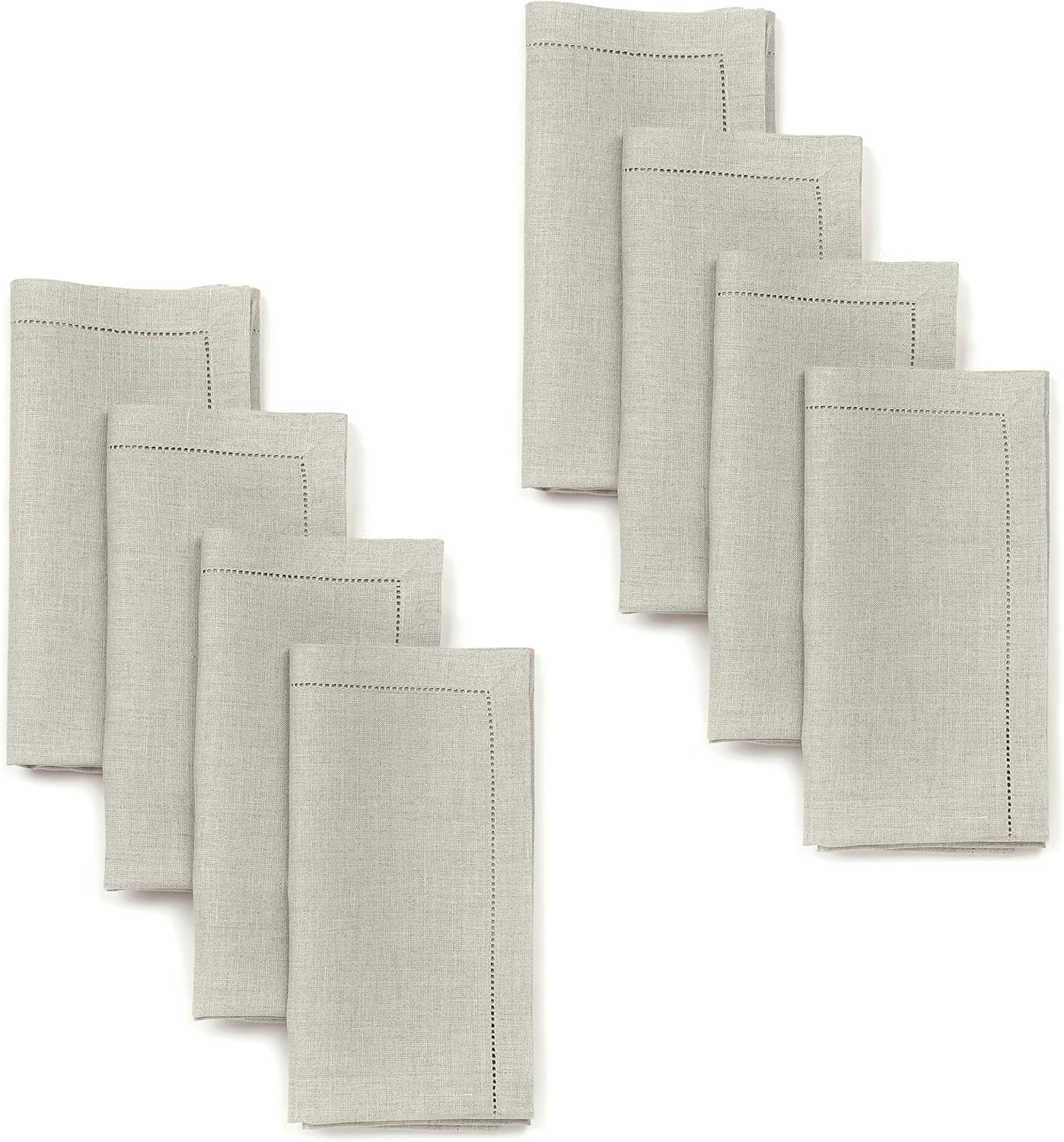 D'Moksha Homes Natural Linen Napkins Set of 4 - Classic Hemstitch 100% Pure Linen Hemstitch Dinner Napkins 20 x 20 Inch for Fall, Autumn and Halloween - Handcrafted and Machine Washable