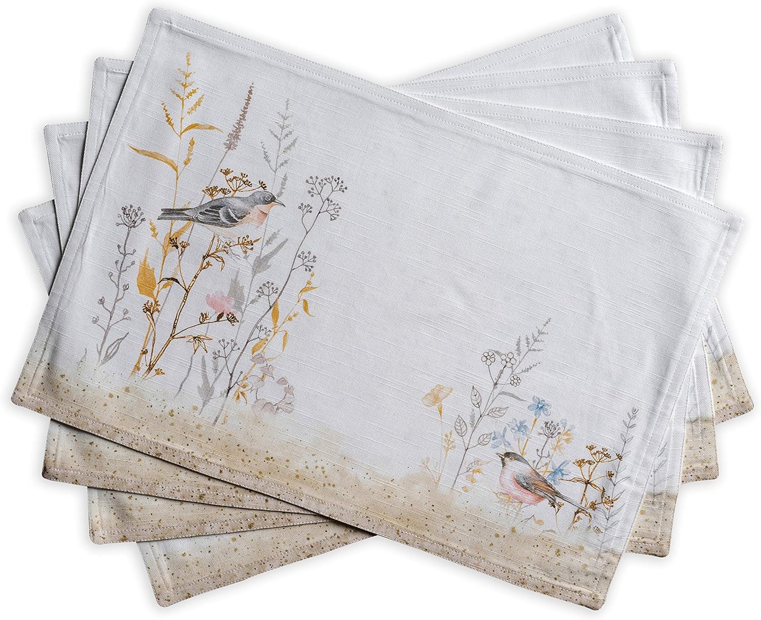 Maison d' Hermine Placemats Set of 4 100% Cotton Washable Cloth Place Mats Reusable Table Mats for Kitchen Dining Party Wedding Valentines Day Decorations Spring/Summer (Marquise, 13" x 19")