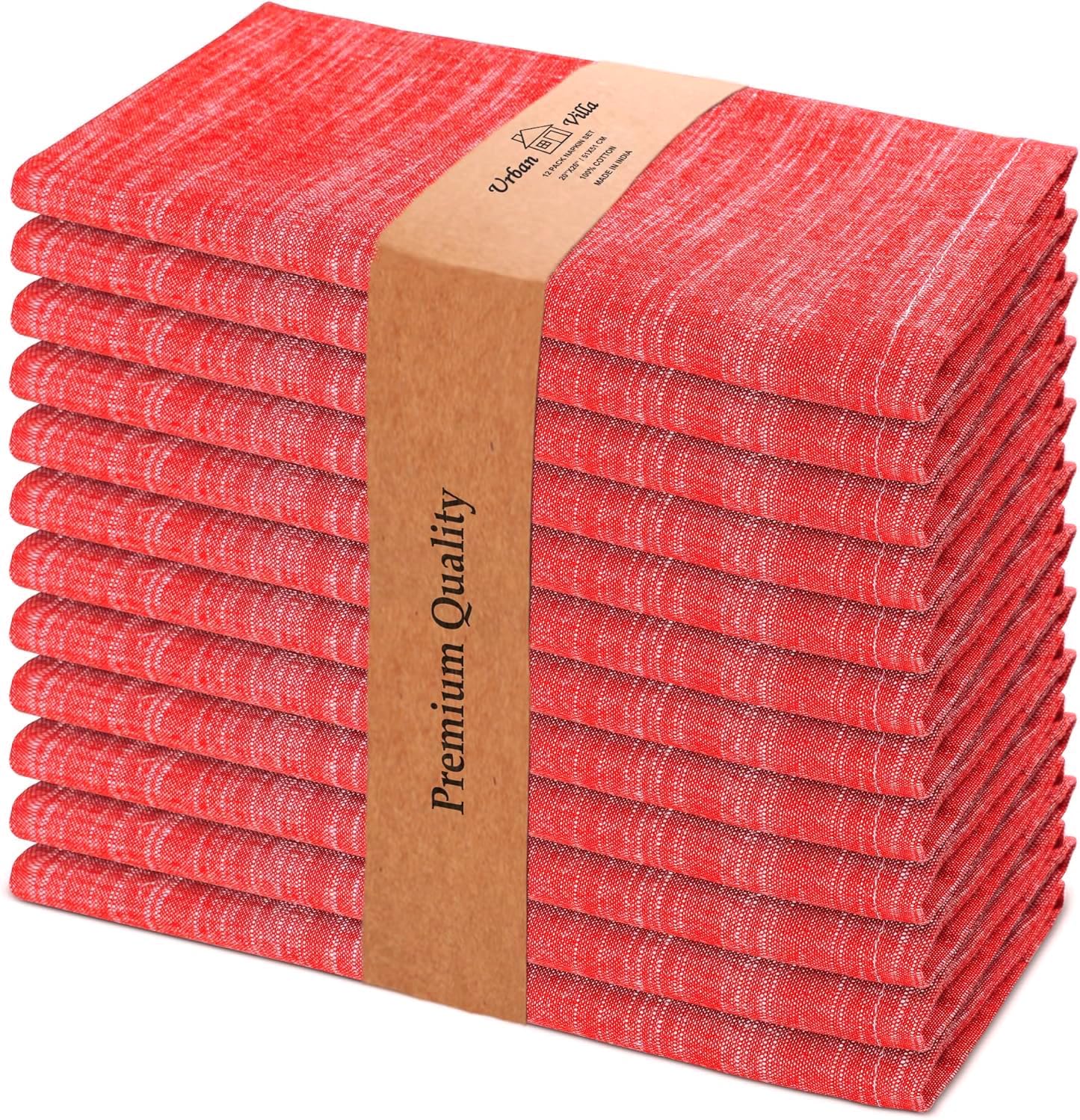 Urban Villa Cloth Napkins Set of 12 20x20 Inches 100% Cotton Napkins Cloth Washable Soft Durable Reusable Absorbent Table Dinner Napkins Cloth for Hotel Lunch Restaurant Weddings Parties-Multi Color