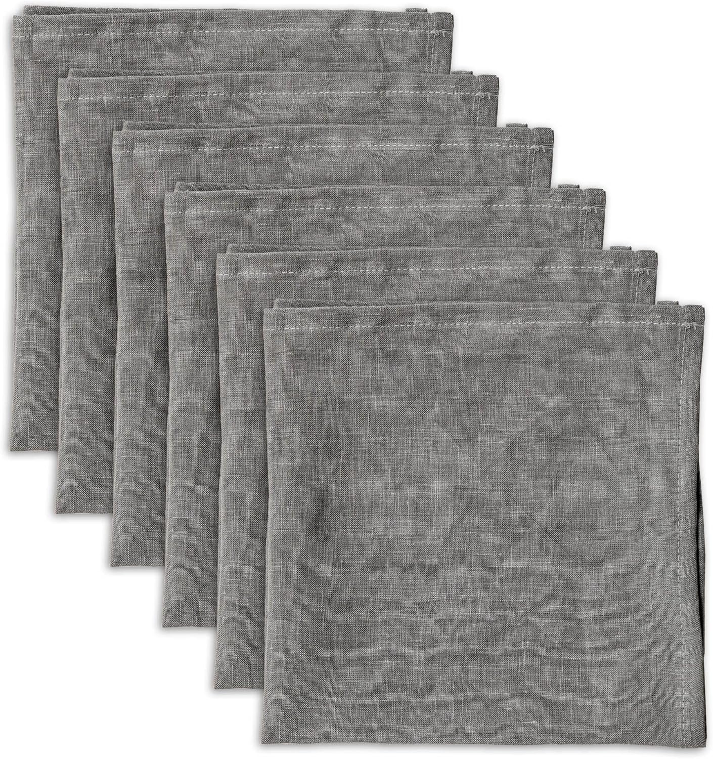 100% Pure Linen Napkins 18 x 18 Inch Natural - Set of 6 Pack Oversized Dinner Table Cloth Napkin, Washable for Home,Kitchen and Everyday Use