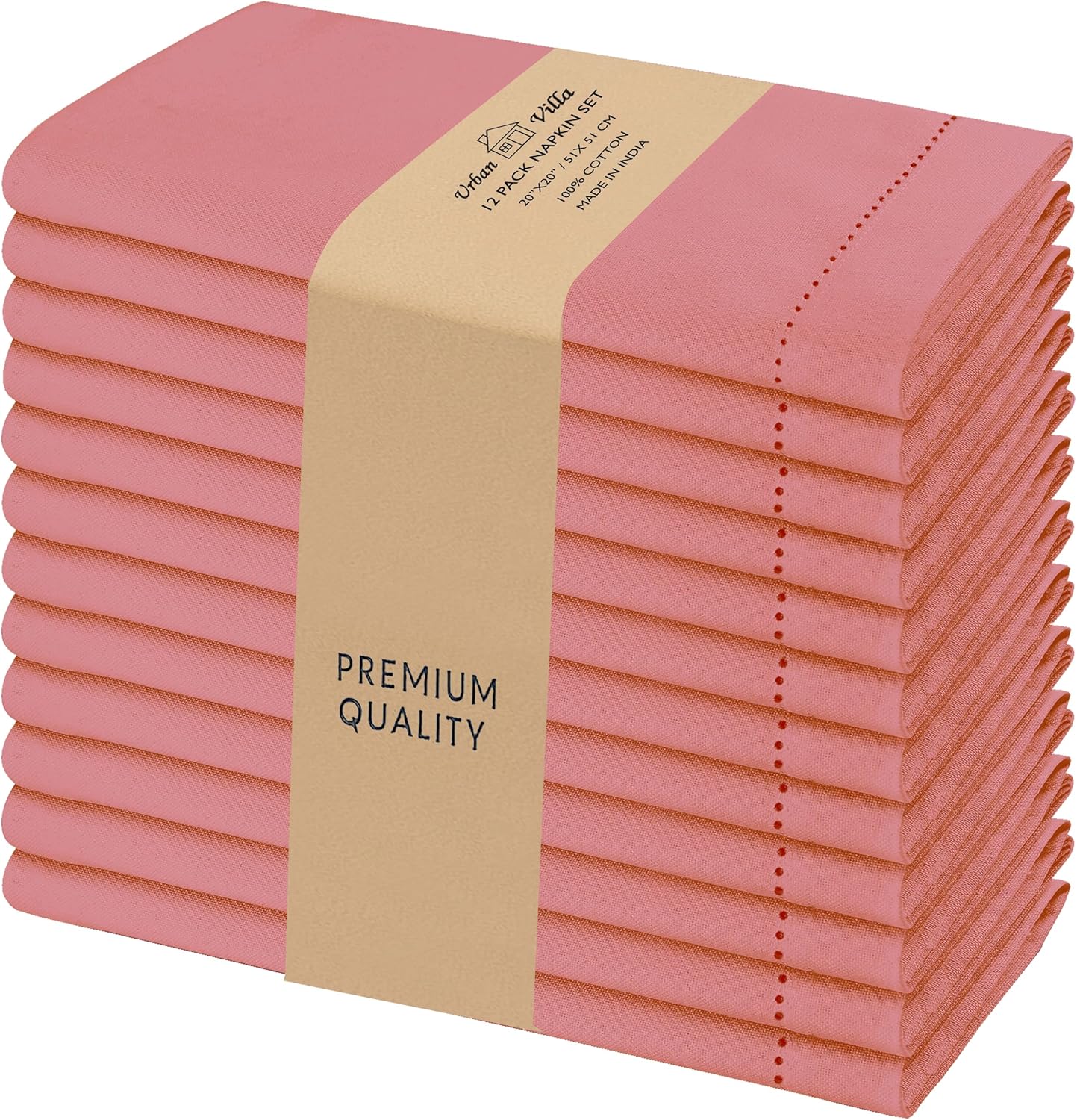 Urban Villa Cloth Napkins Cuisine Stripes 100% Cotton Absorbent Dinner Napkins Set of 12 20x20 Inches Red Multi Color Soft Durable Washable and Reusable Ideal for Everyday Use Wedding Parties Napkins