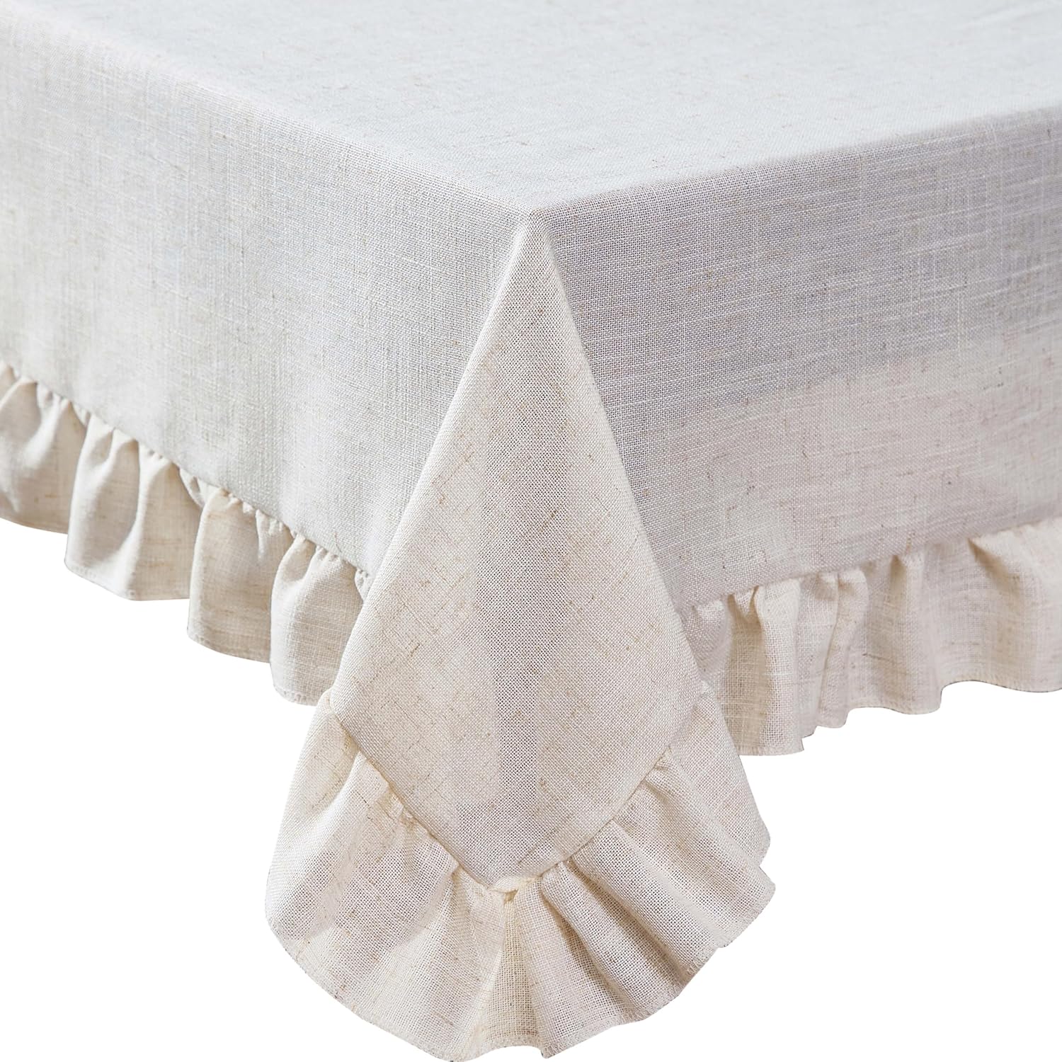 Laura Ashley Dothan Luxury Linen Blend Tablecloth for Formal Dining, Holiday, Wedding or Party, 60" x 144", Taupe